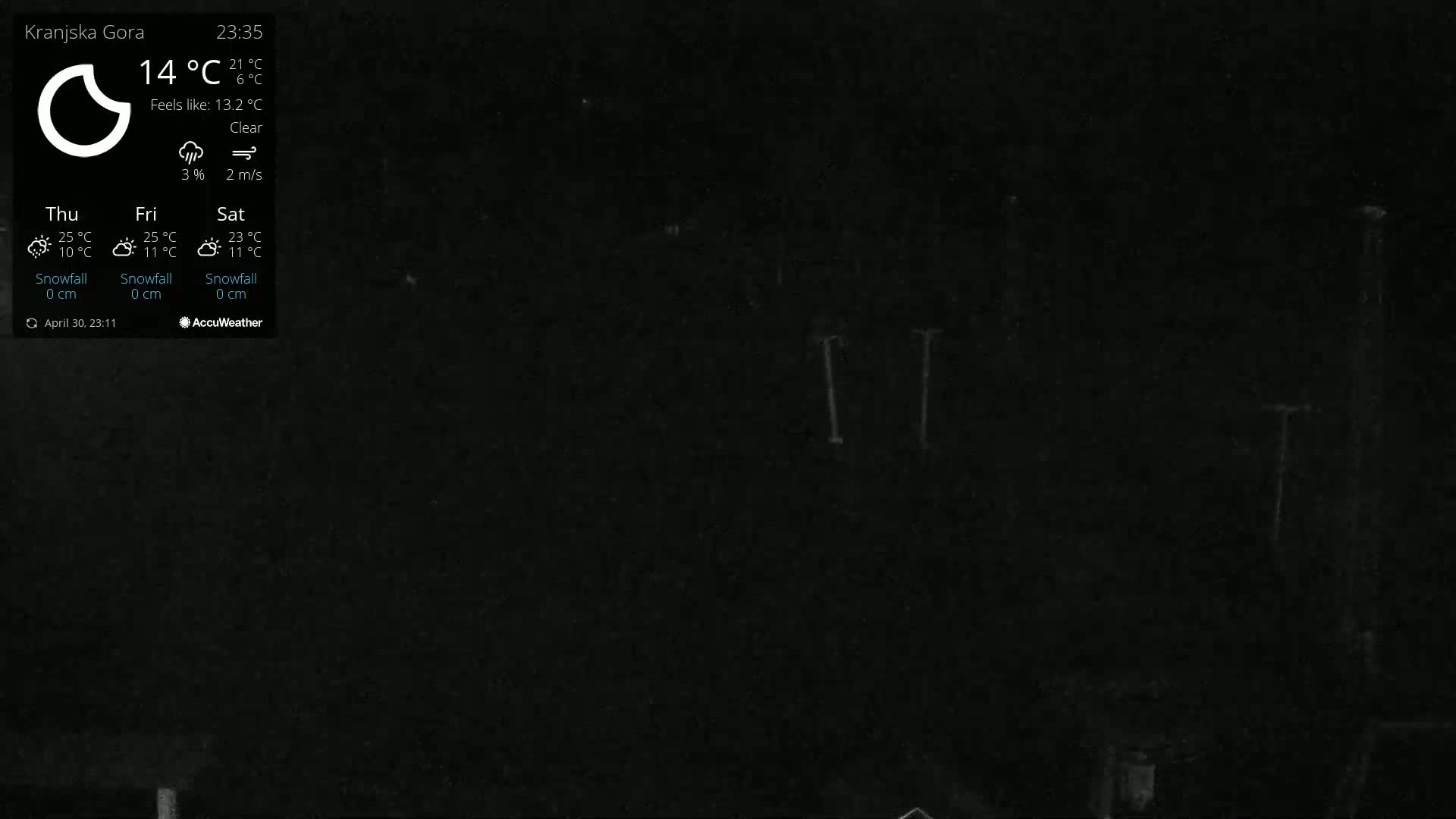 Under a clear night sky, several thin, tall objects stand silhouetted against a dark background.