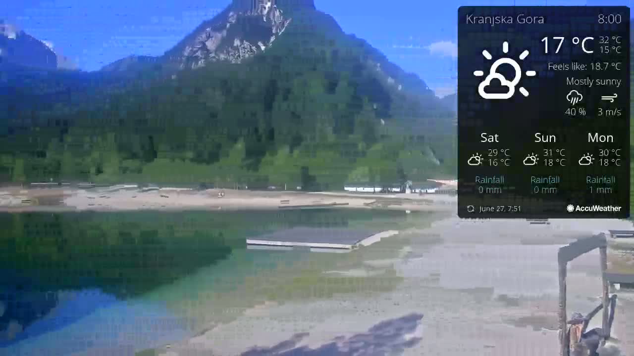 Kranjska Gora, Jezero Jasna Lake Live Cam - Jesenice, Gorenjska (Upper Carniola), Slovenia