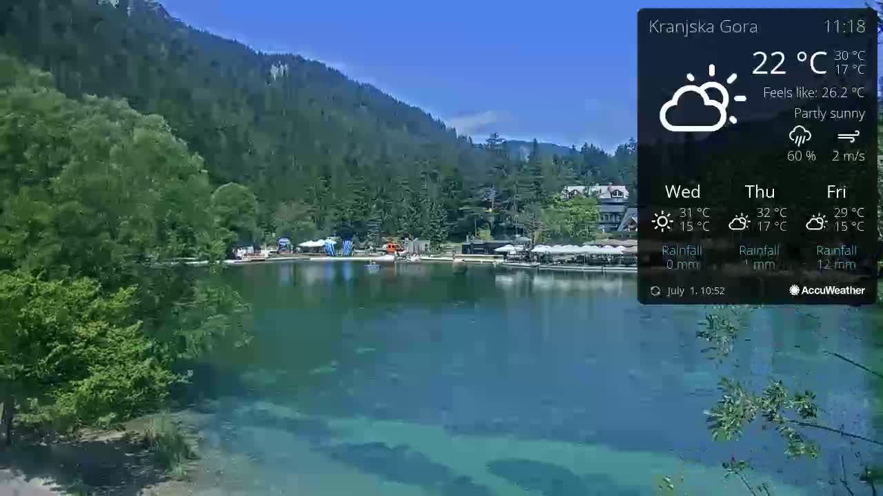 Kranjska Gora, Jezero Jasna Lake Live Cam - Jesenice, Gorenjska (Upper Carniola), Slovenia
