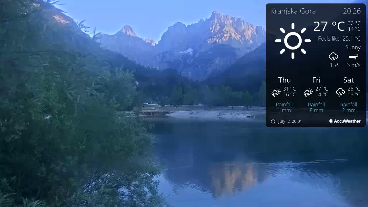 Kranjska Gora, Jezero Jasna Lake Live Cam - Jesenice, Gorenjska (Upper Carniola), Slovenia