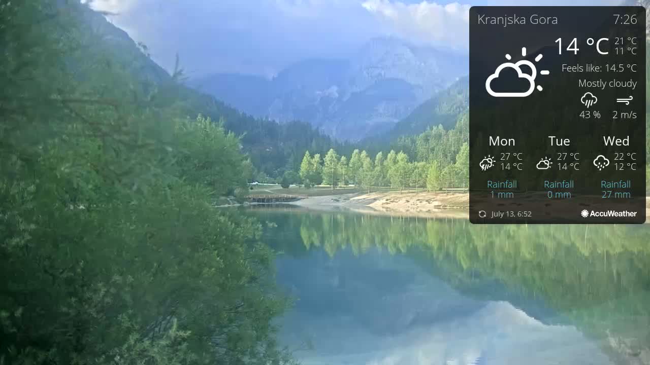 Kranjska Gora, Jezero Jasna Lake Live Cam - Jesenice, Gorenjska (Upper Carniola), Slovenia