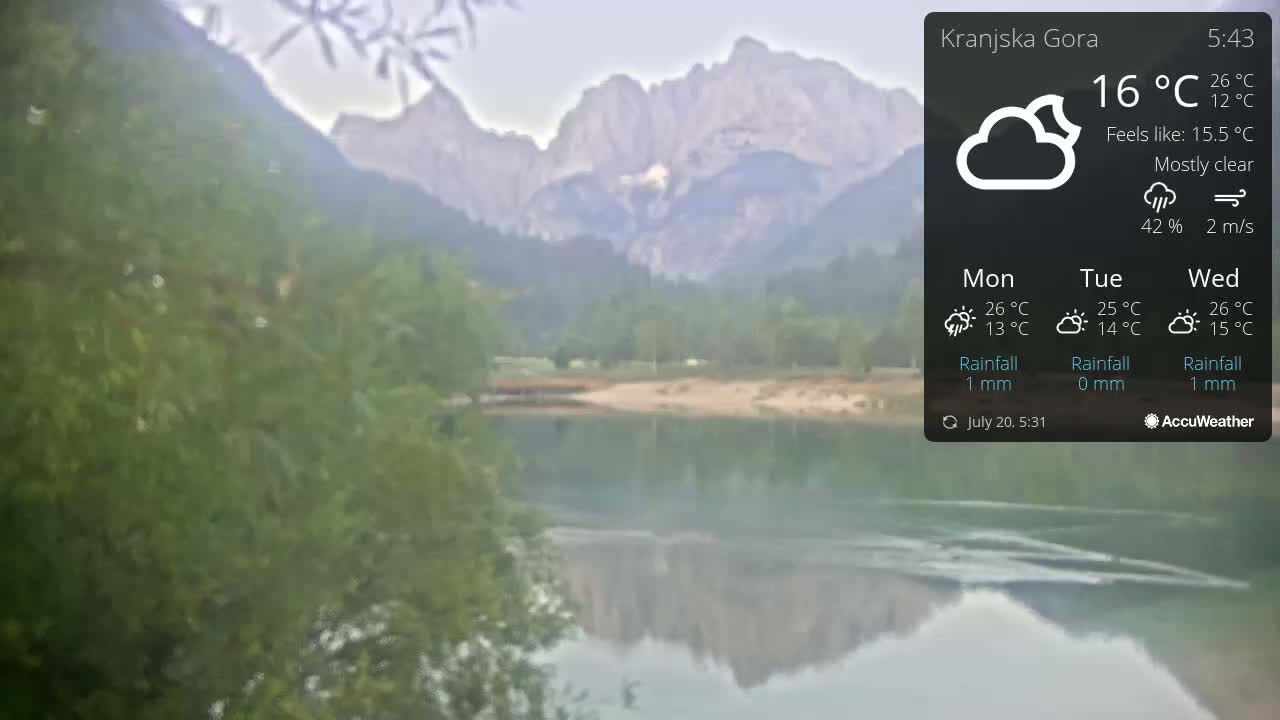 Kranjska Gora, Jezero Jasna Lake Live Cam - Jesenice, Gorenjska (Upper Carniola), Slovenia