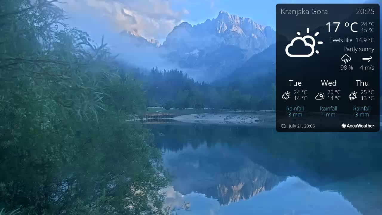 Kranjska Gora, Jezero Jasna Lake Live Cam - Jesenice, Gorenjska (Upper Carniola), Slovenia