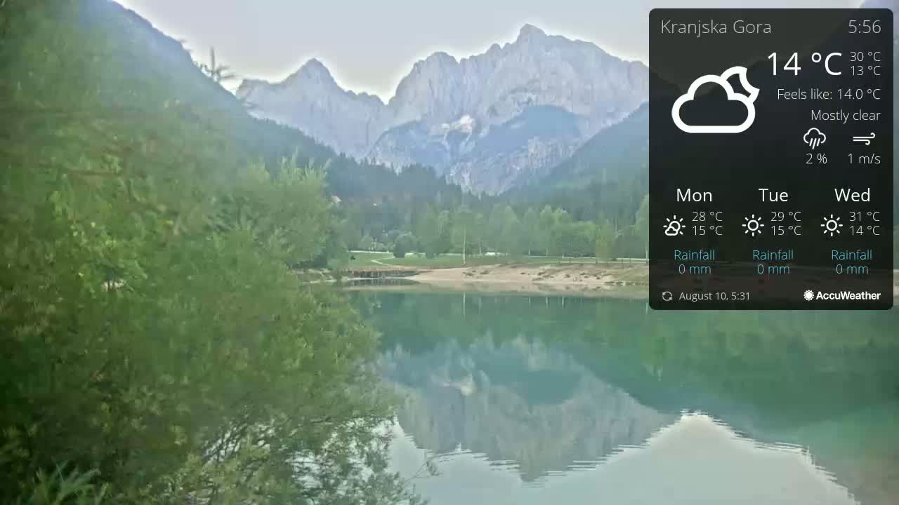 Kranjska Gora, Jezero Jasna Lake Live Cam - Jesenice, Gorenjska (Upper Carniola), Slovenia