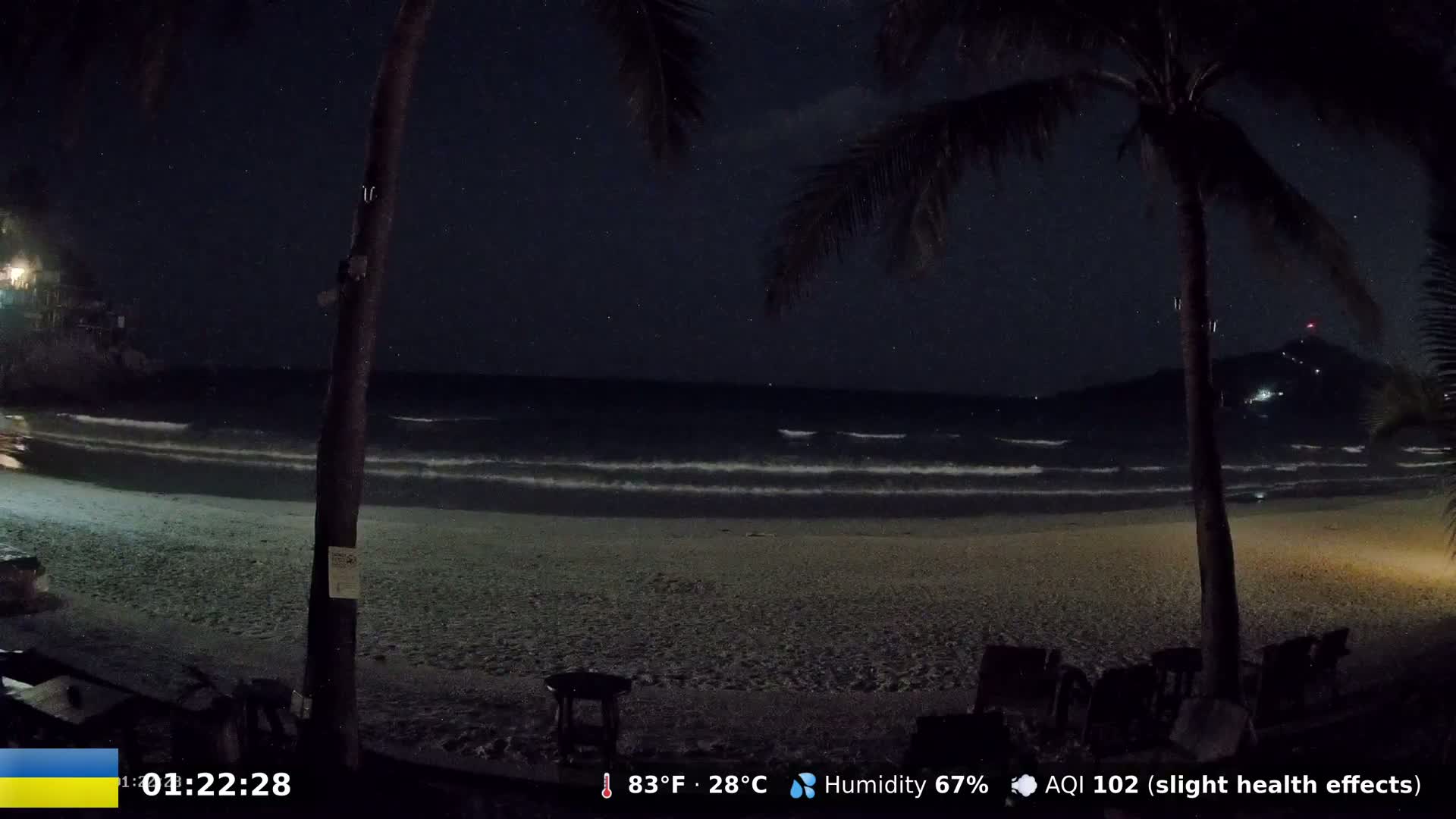 Haad Rin Beach from House of Sanskara Live Cam · Koh Pha Ngan, Surat Thani, Thailand 
