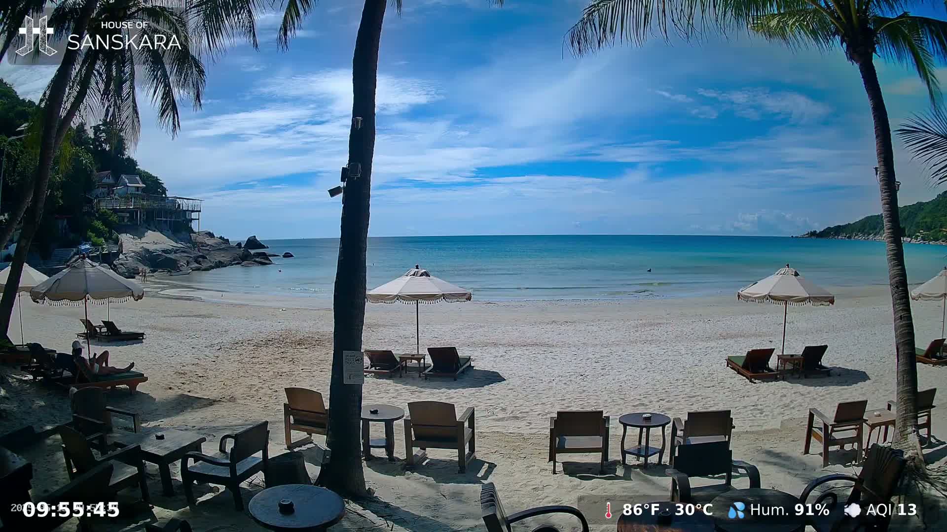 Haad Rin Beach from House of Sanskara Live Cam · Koh Pha Ngan, Surat Thani, Thailand 