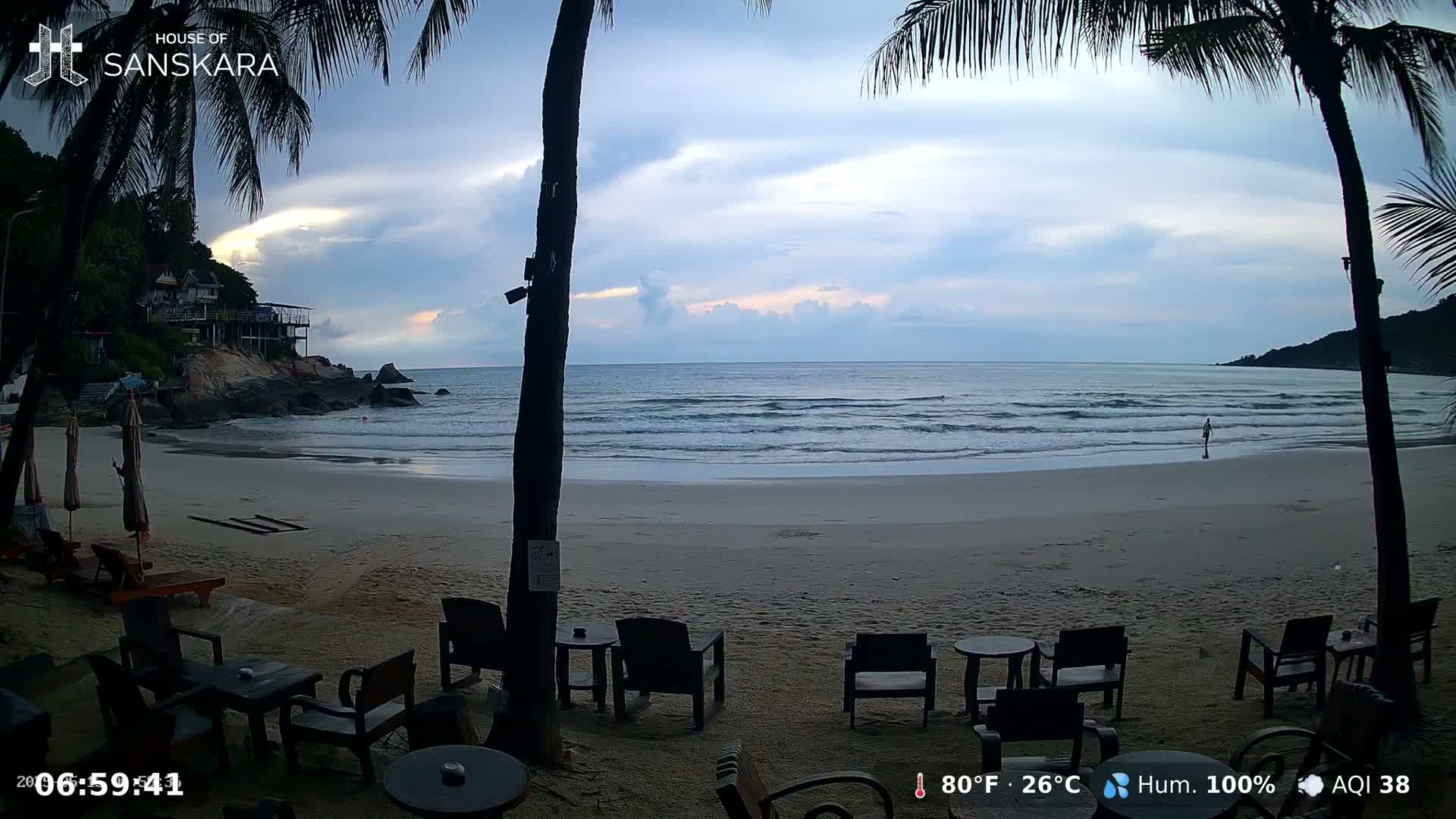 Haad Rin Beach from House of Sanskara Live Cam · Koh Pha Ngan, Surat Thani, Thailand 