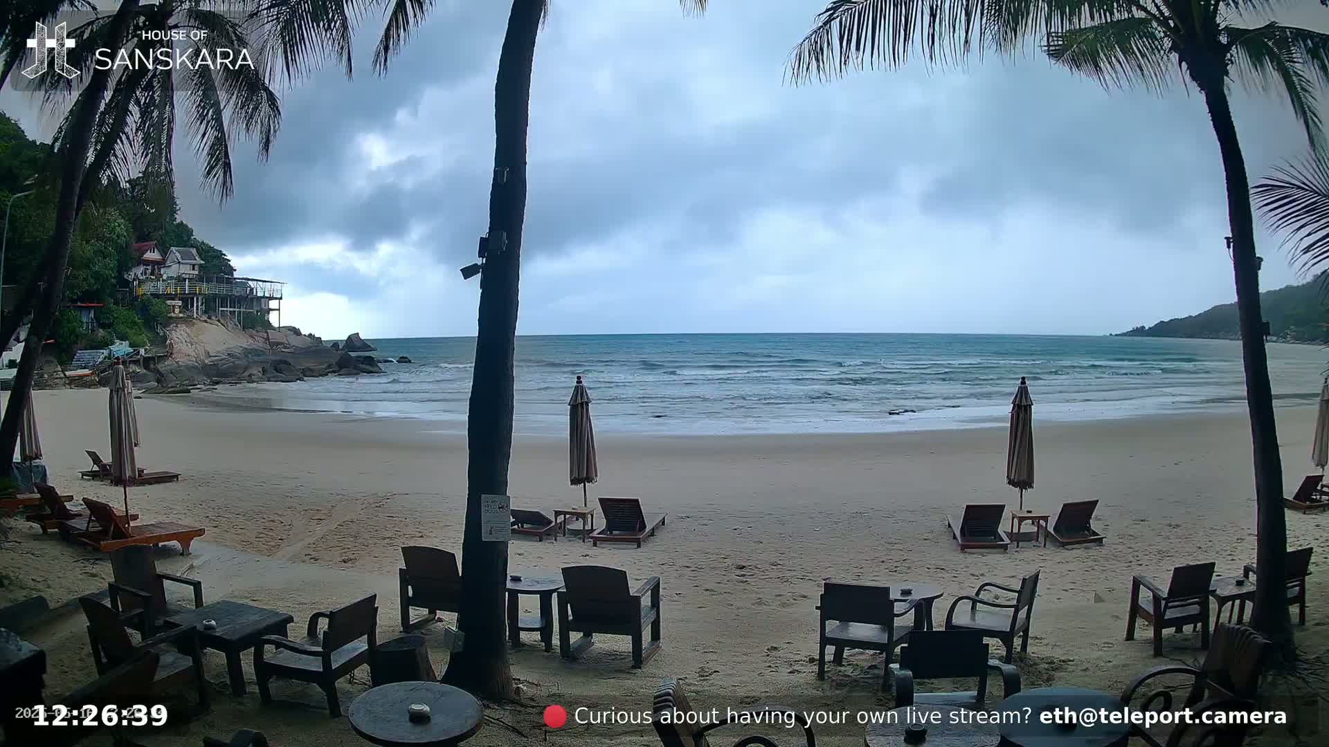 Haad Rin Beach from House of Sanskara Live Cam · Koh Pha Ngan, Surat Thani, Thailand 