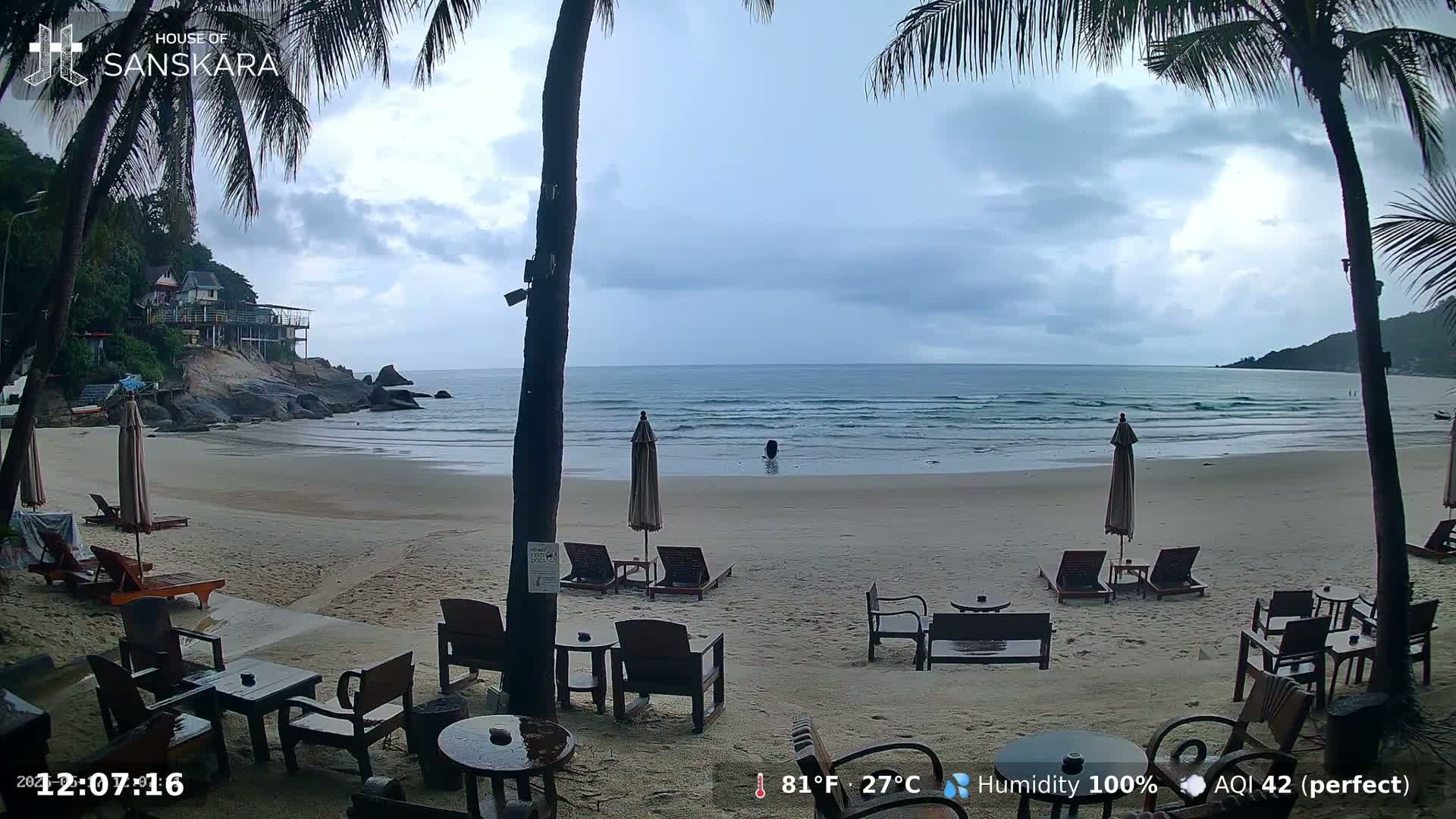 Haad Rin Beach from House of Sanskara Live Cam · Koh Pha Ngan, Surat Thani, Thailand 