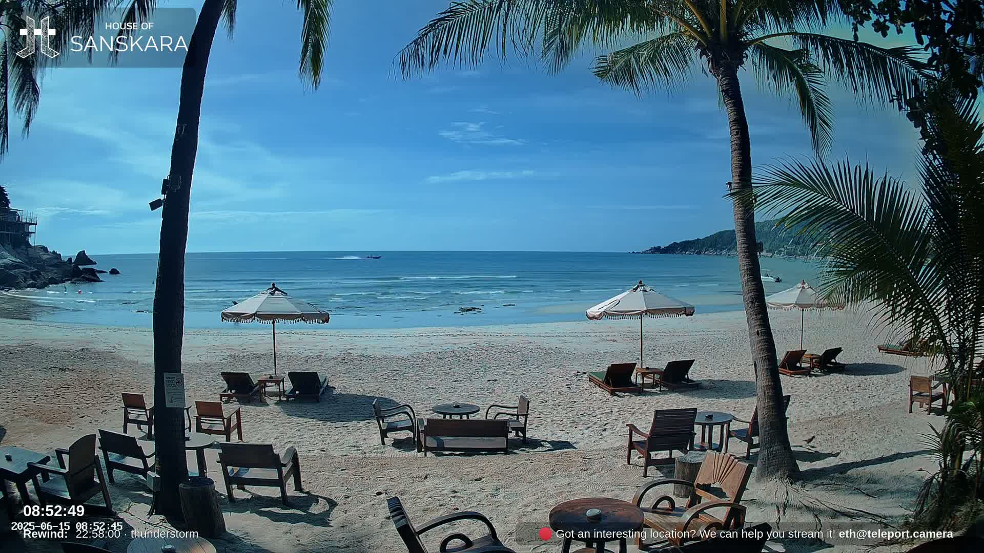 Haad Rin Beach from House of Sanskara Live Cam · Koh Pha Ngan, Surat Thani, Thailand 
