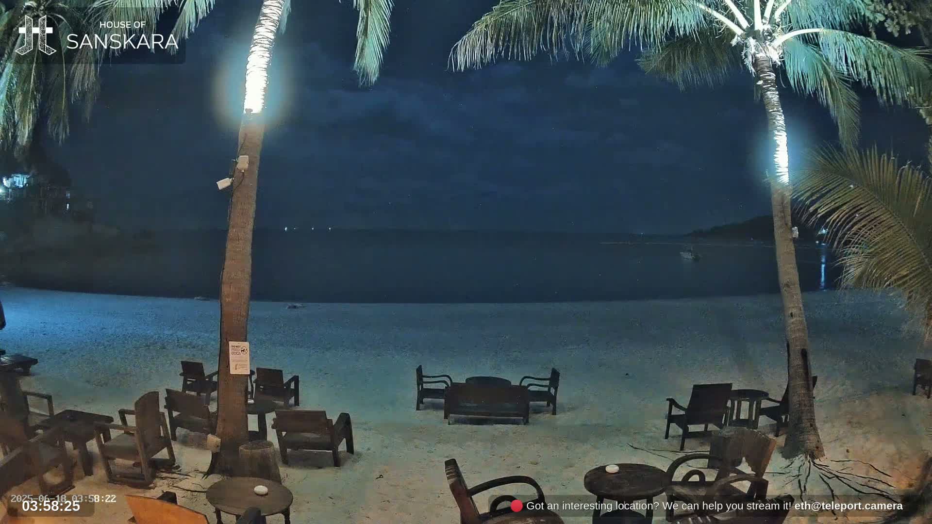 Haad Rin Beach from House of Sanskara Live Cam · Koh Pha Ngan, Surat Thani, Thailand 