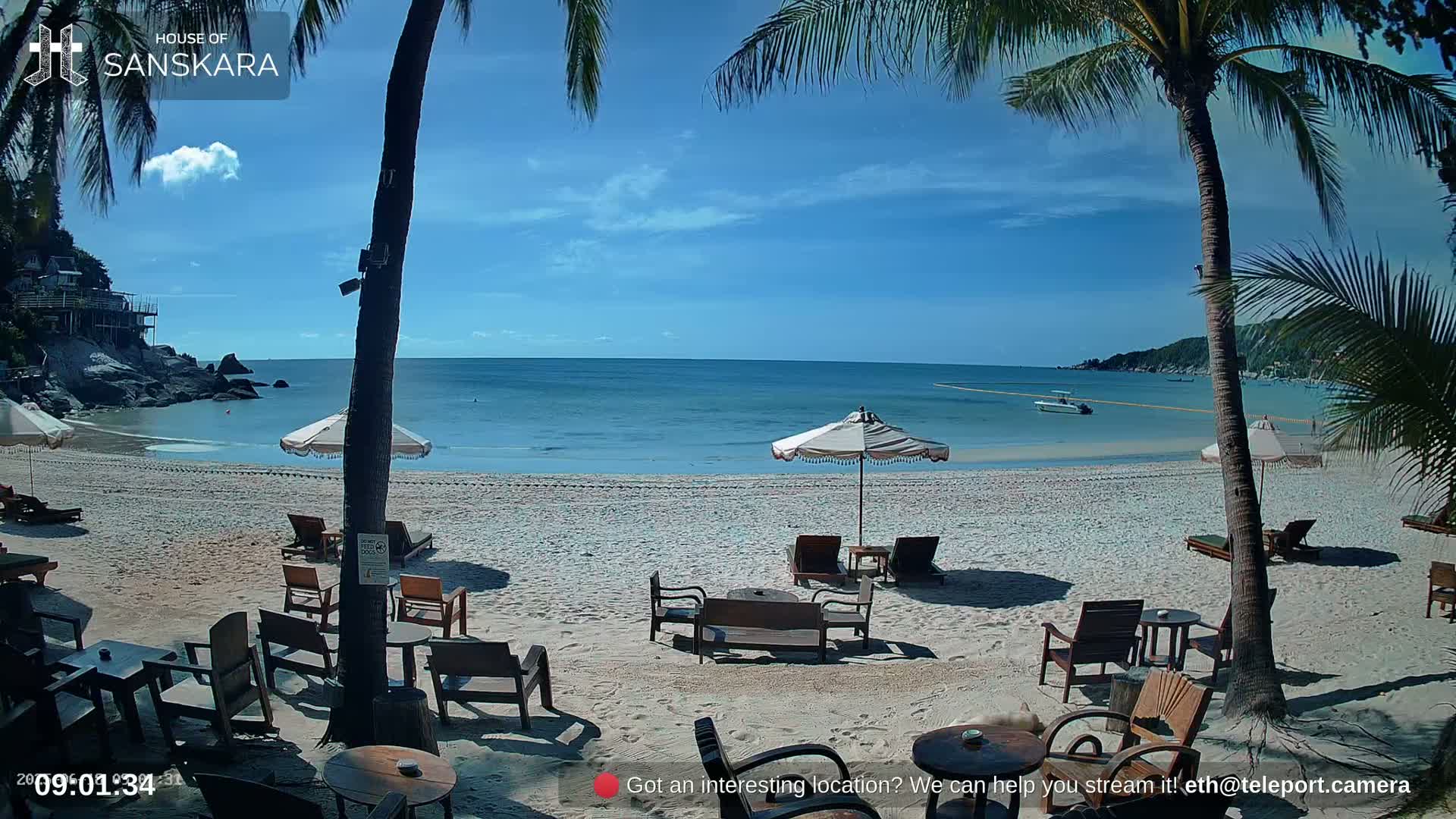 Haad Rin Beach from House of Sanskara Live Cam · Koh Pha Ngan, Surat Thani, Thailand 
