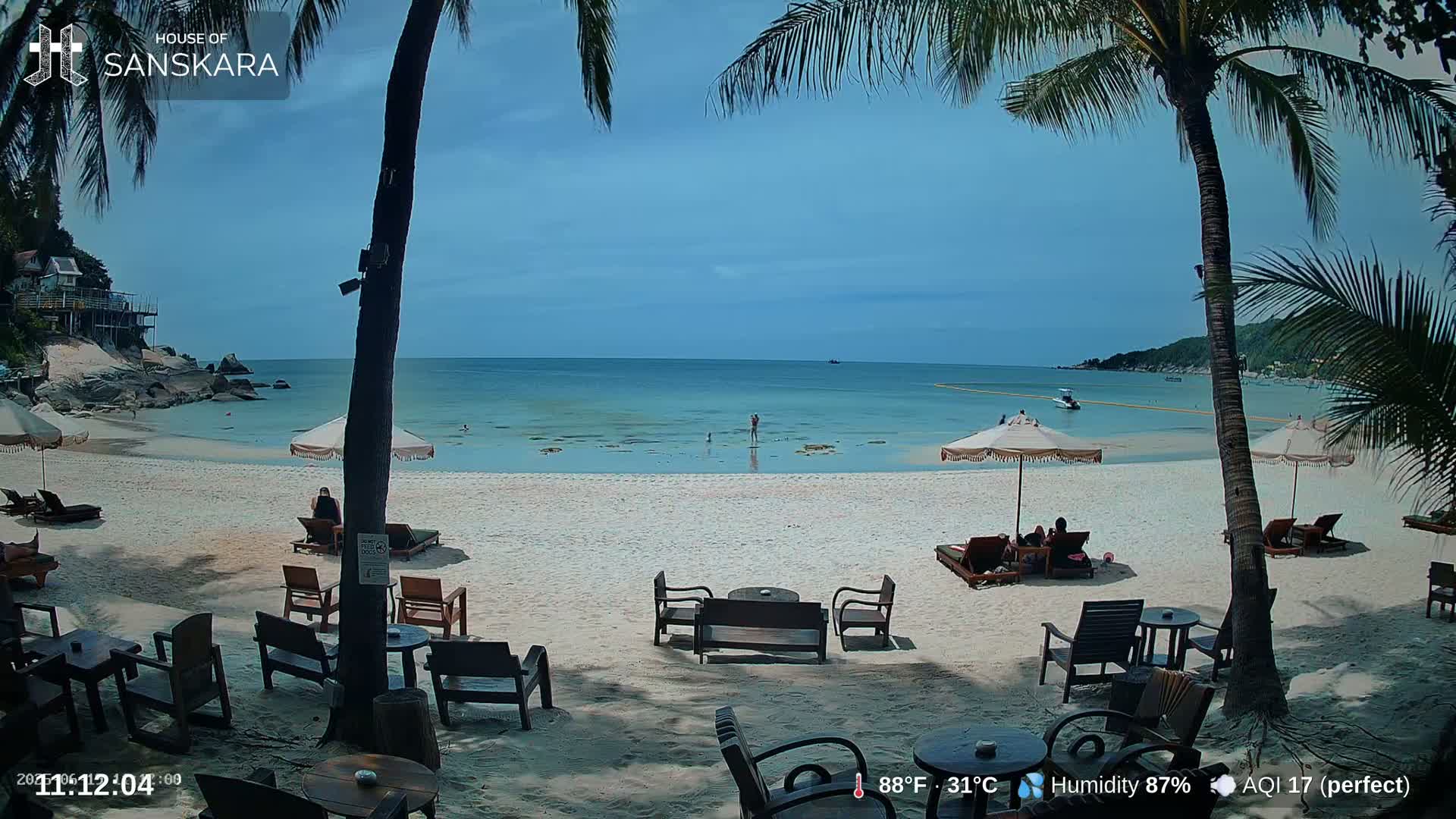 Haad Rin Beach from House of Sanskara Live Cam · Koh Pha Ngan, Surat Thani, Thailand 