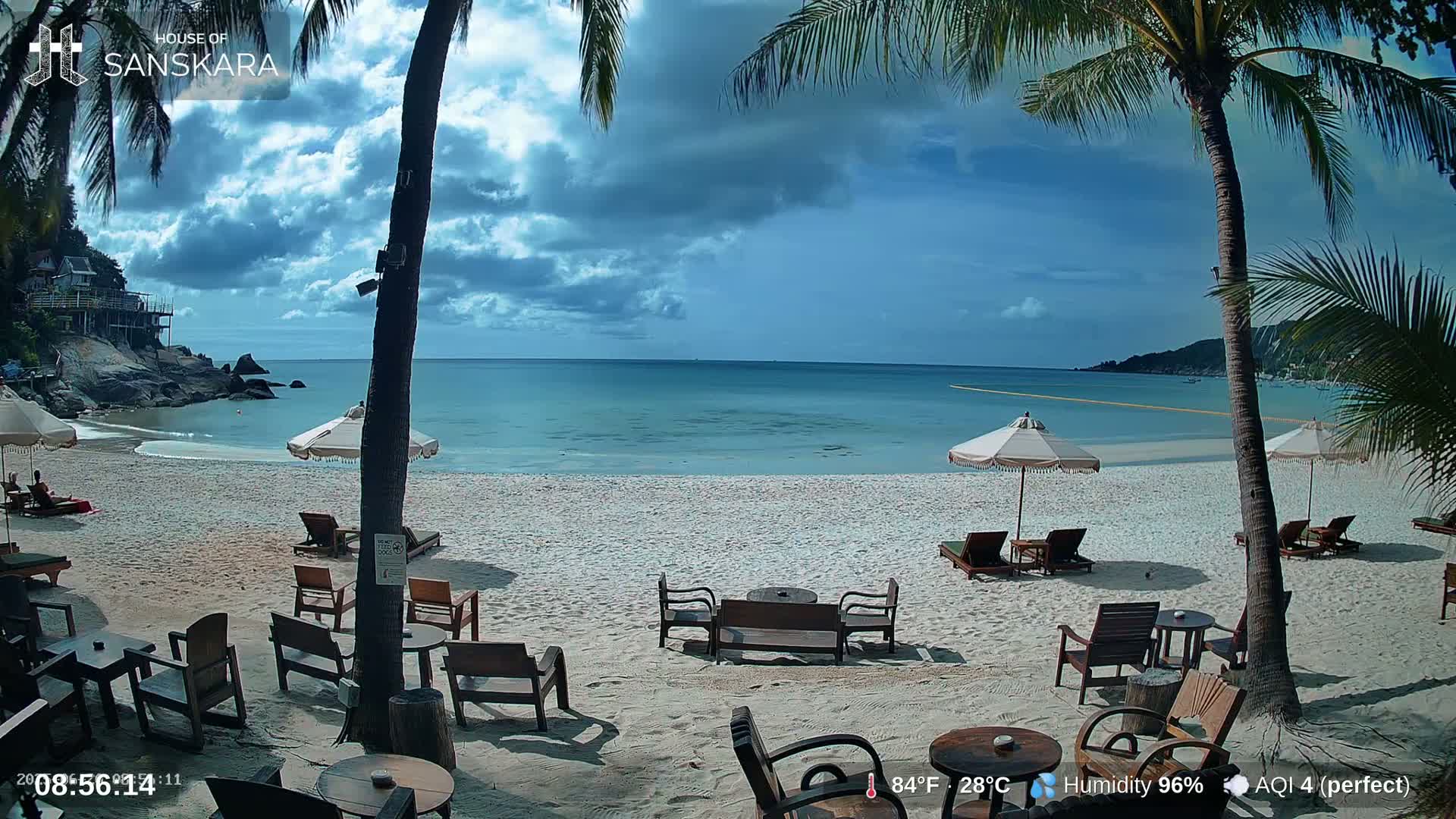 Haad Rin Beach from House of Sanskara Live Cam · Koh Pha Ngan, Surat Thani, Thailand 