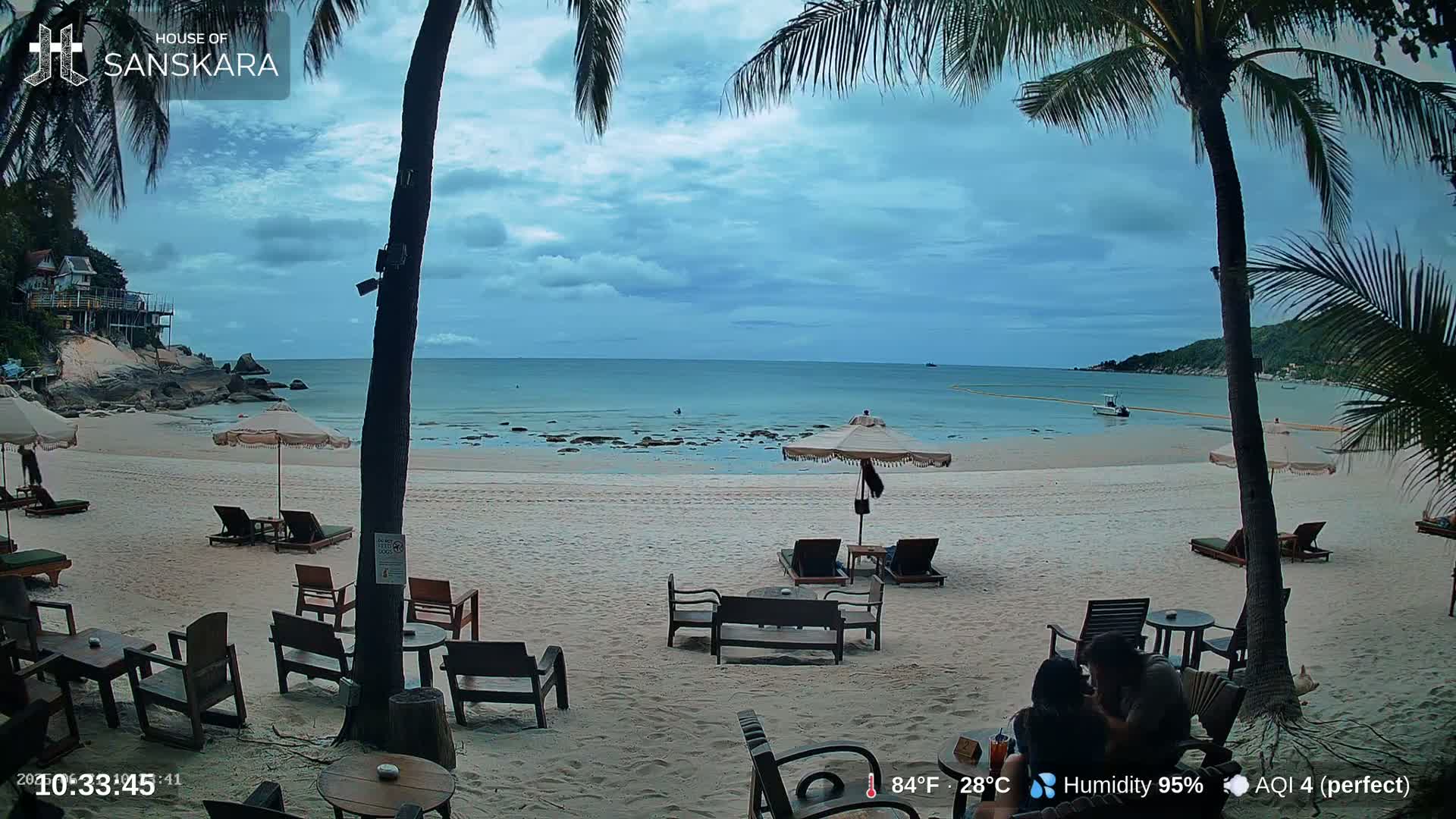 Haad Rin Beach from House of Sanskara Live Cam · Koh Pha Ngan, Surat Thani, Thailand 