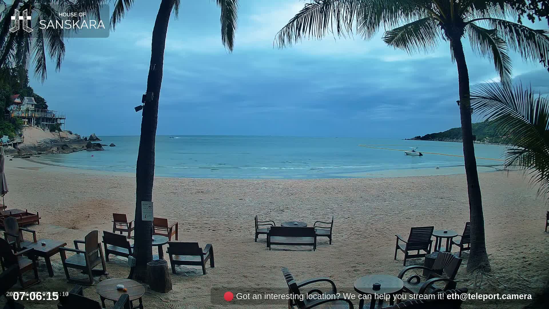Haad Rin Beach from House of Sanskara Live Cam · Koh Pha Ngan, Surat Thani, Thailand 