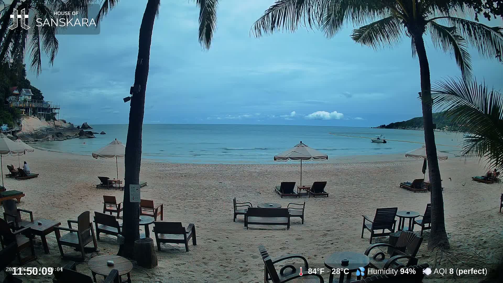 Haad Rin Beach from House of Sanskara Live Cam · Koh Pha Ngan, Surat Thani, Thailand 