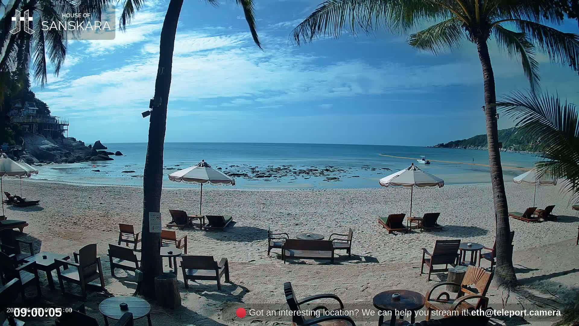 Haad Rin Beach from House of Sanskara Live Cam · Koh Pha Ngan, Surat Thani, Thailand 