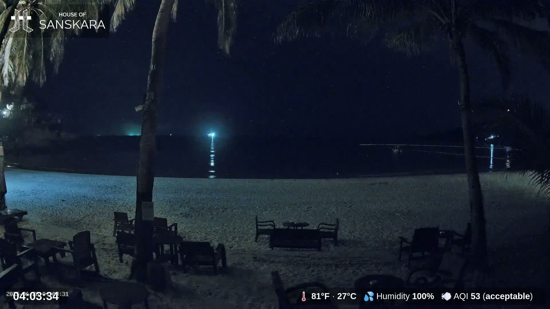 Haad Rin Beach from House of Sanskara Live Cam · Koh Pha Ngan, Surat Thani, Thailand 