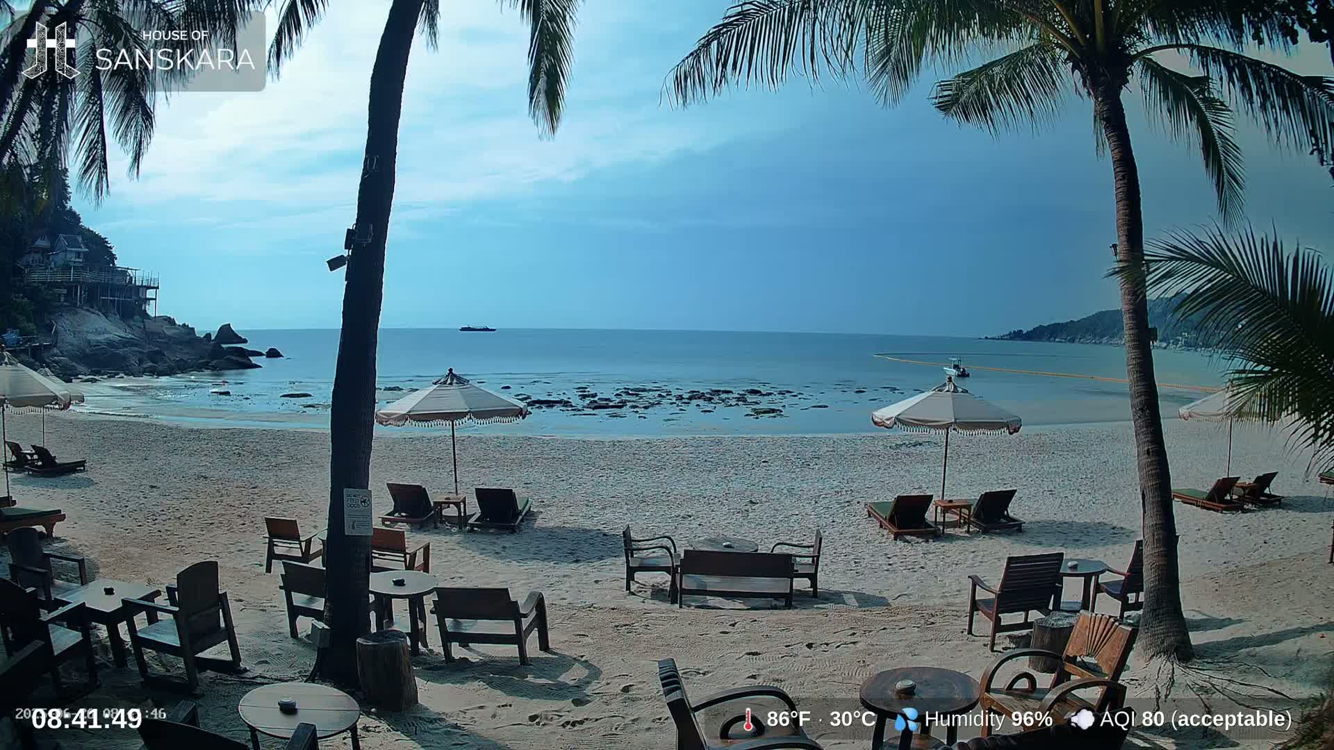 Haad Rin Beach from House of Sanskara Live Cam · Koh Pha Ngan, Surat Thani, Thailand 