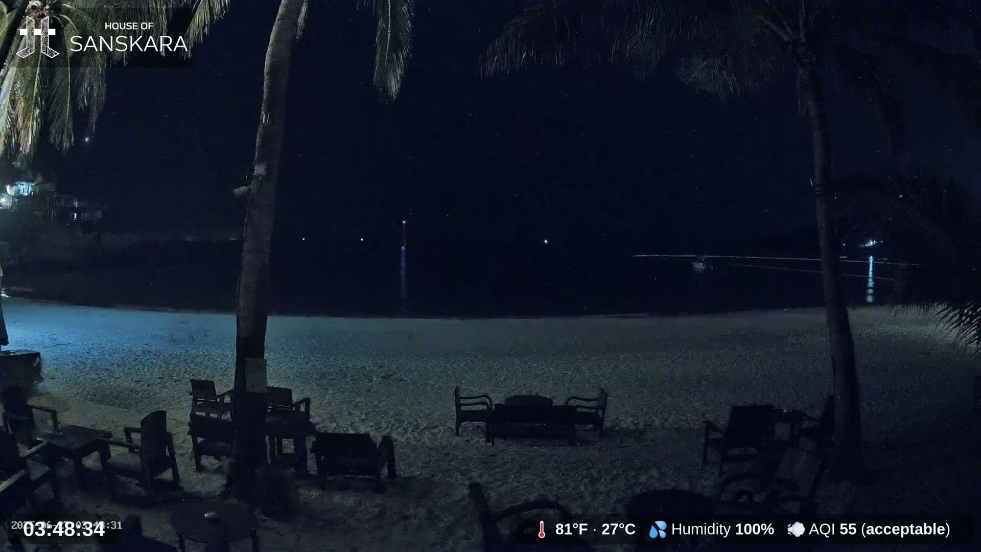 Haad Rin Beach from House of Sanskara Live Cam · Koh Pha Ngan, Surat Thani, Thailand 