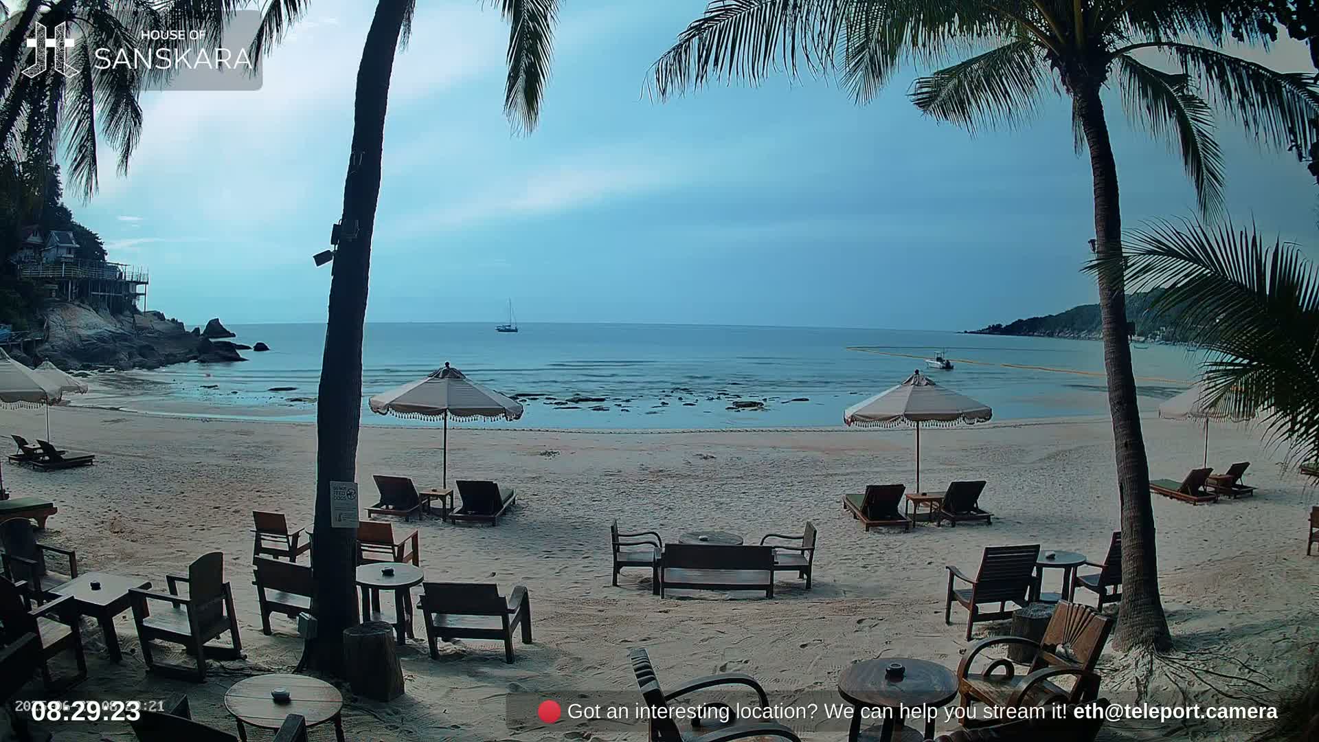 Haad Rin Beach from House of Sanskara Live Cam · Koh Pha Ngan, Surat Thani, Thailand 