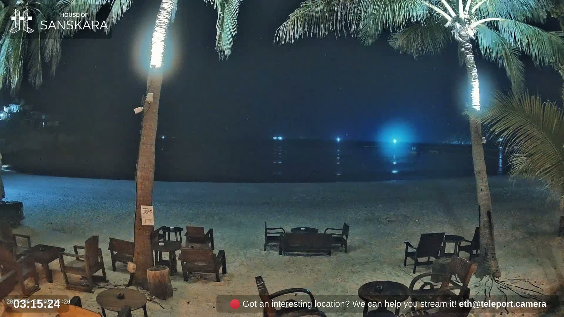 Haad Rin Beach from House of Sanskara Live Cam · Koh Pha Ngan, Surat Thani, Thailand 