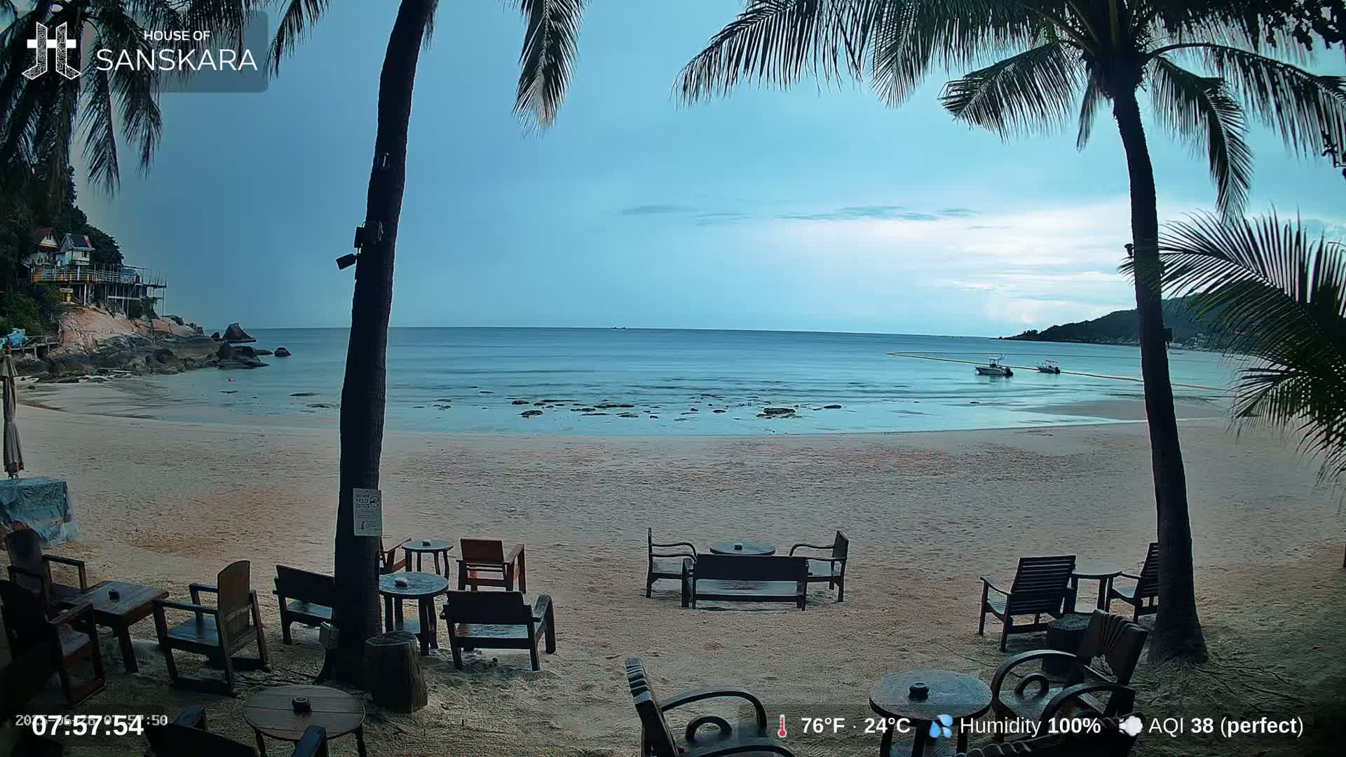 Haad Rin Beach from House of Sanskara Live Cam · Koh Pha Ngan, Surat Thani, Thailand 