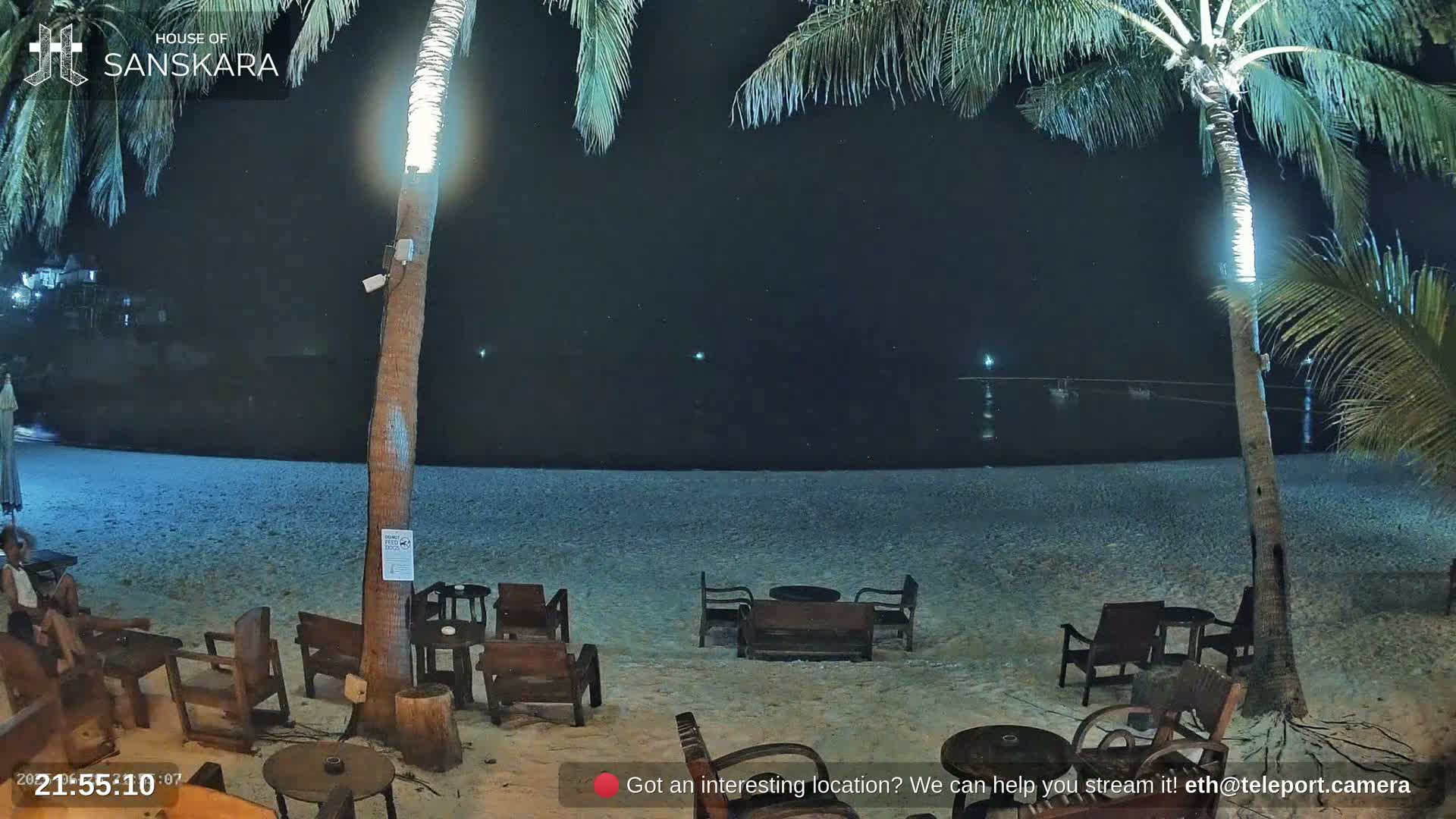 Haad Rin Beach from House of Sanskara Live Cam · Koh Pha Ngan, Surat Thani, Thailand 