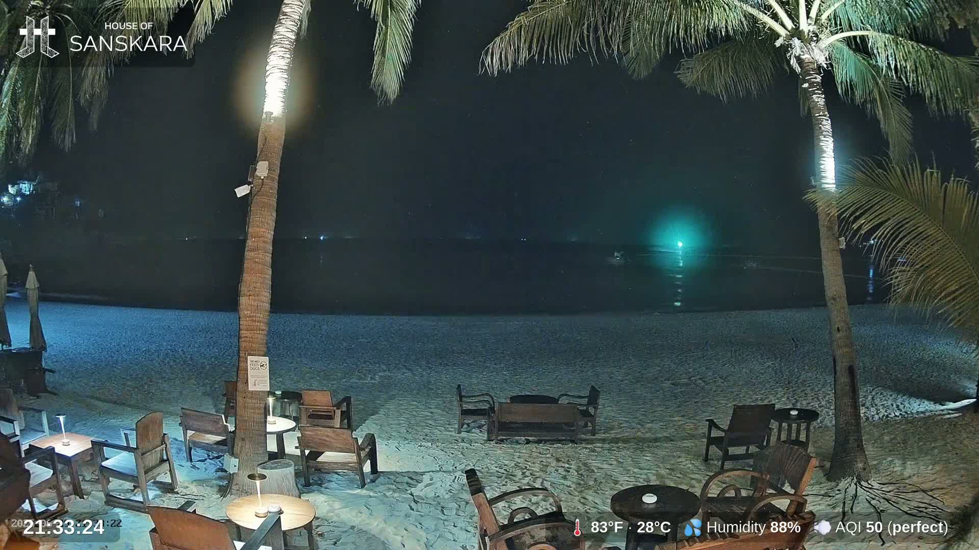 Haad Rin Beach from House of Sanskara Live Cam · Koh Pha Ngan, Surat Thani, Thailand 