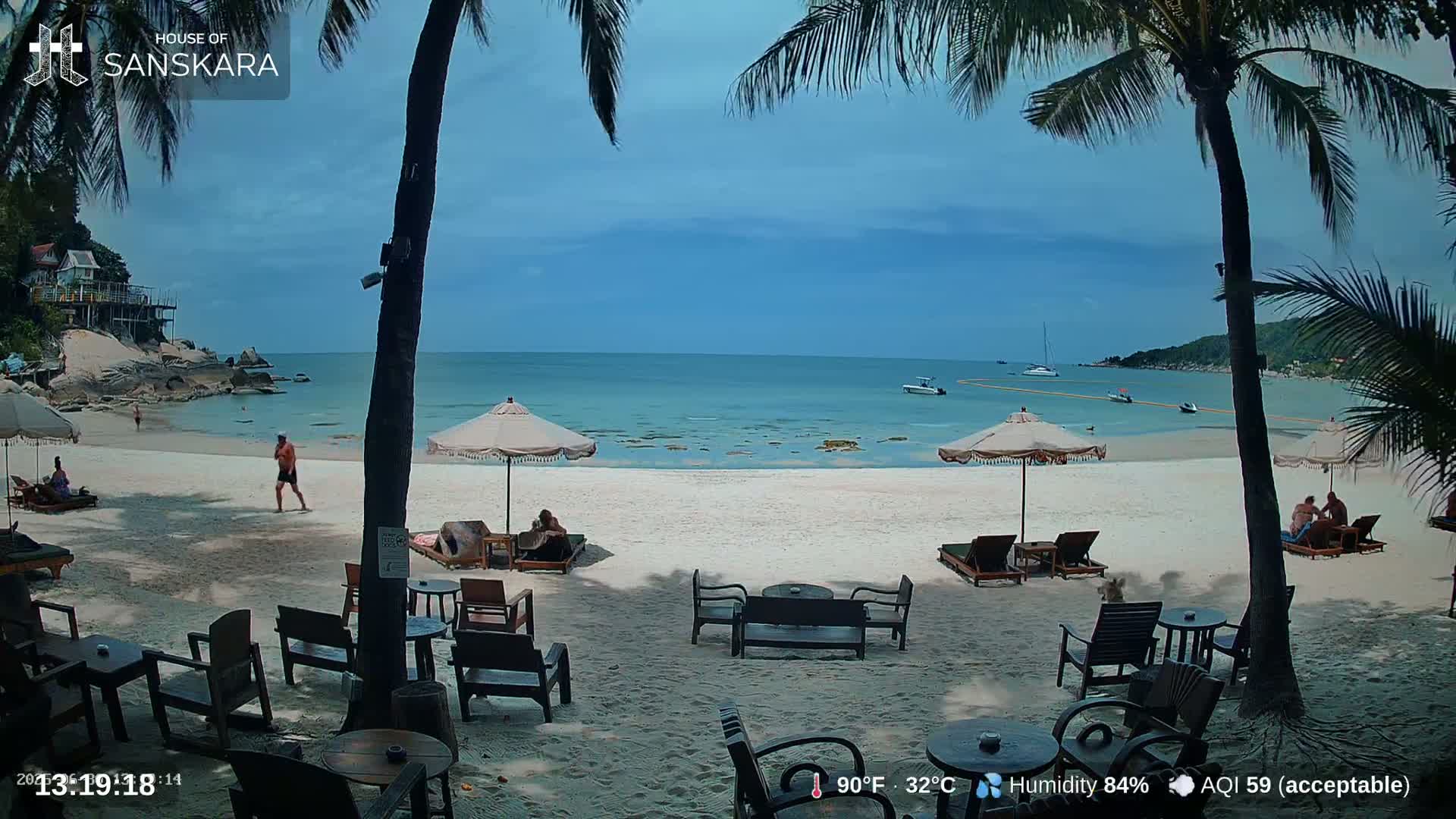 Haad Rin Beach from House of Sanskara Live Cam · Koh Pha Ngan, Surat Thani, Thailand 