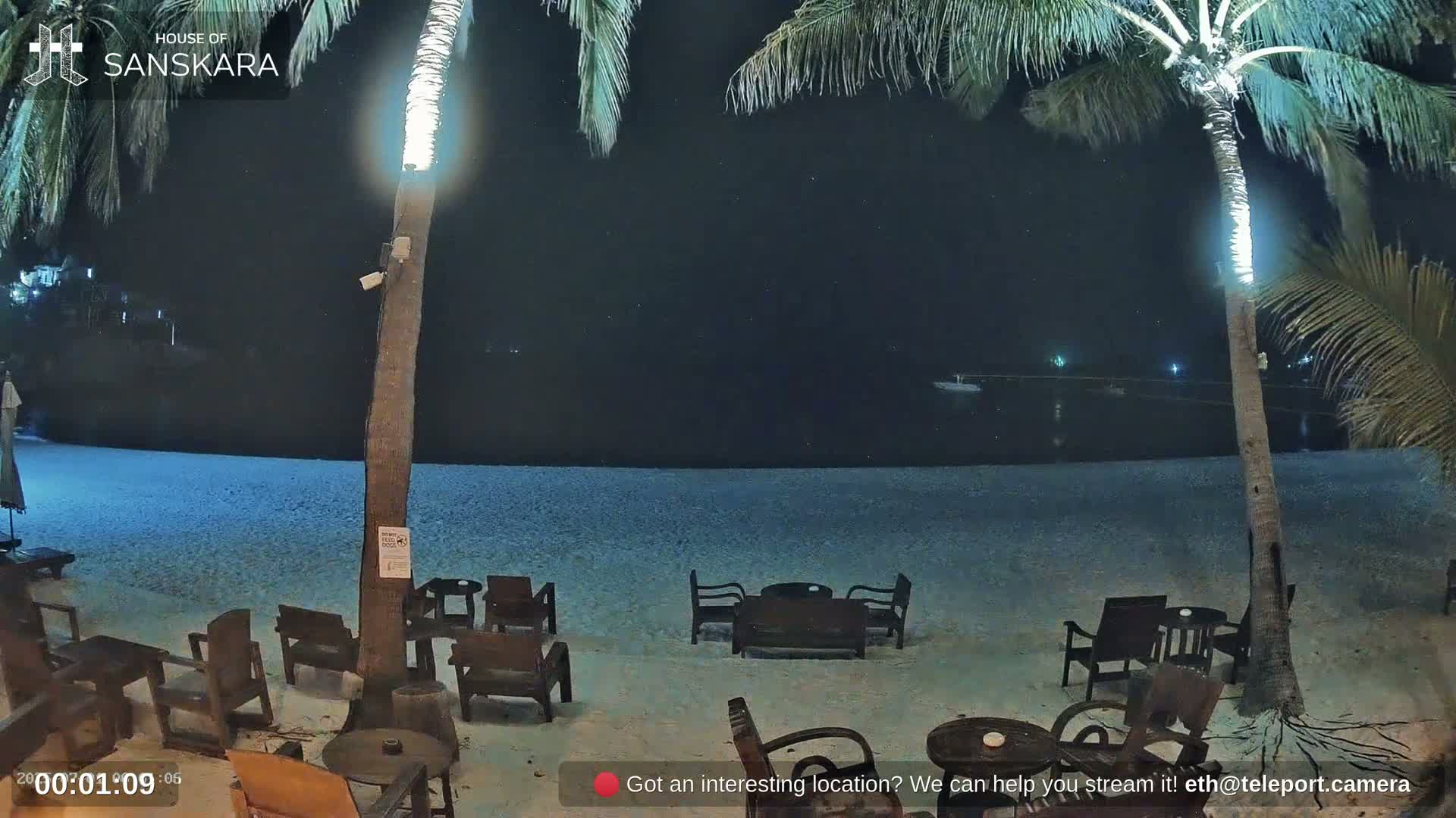 Haad Rin Beach from House of Sanskara Live Cam · Koh Pha Ngan, Surat Thani, Thailand 