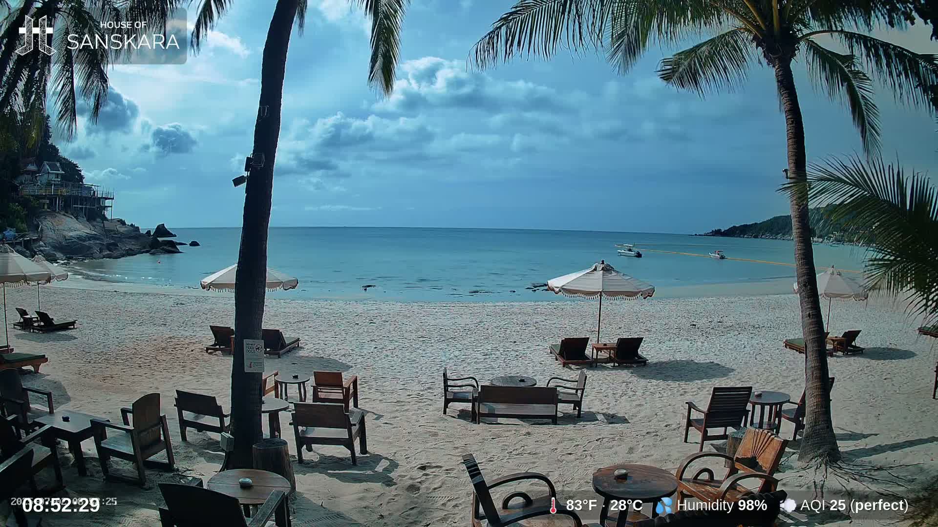 Haad Rin Beach from House of Sanskara Live Cam · Koh Pha Ngan, Surat Thani, Thailand 