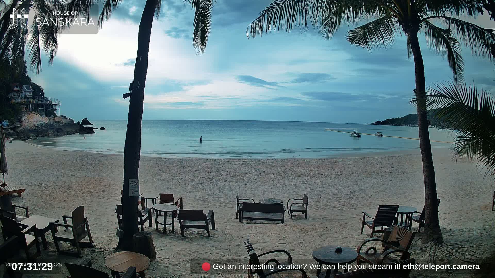 Haad Rin Beach from House of Sanskara Live Cam · Koh Pha Ngan, Surat Thani, Thailand 