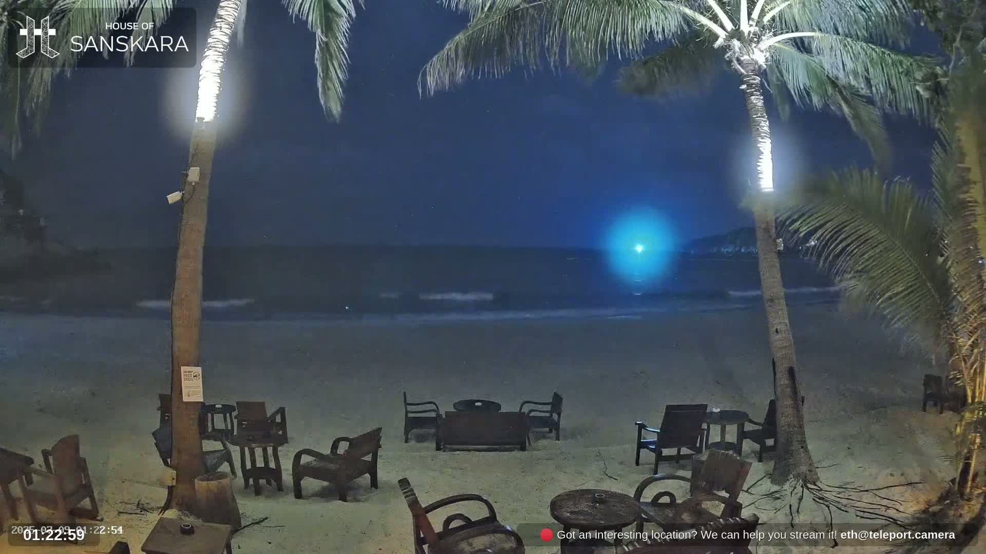 Haad Rin Beach from House of Sanskara Live Cam · Koh Pha Ngan, Surat Thani, Thailand 