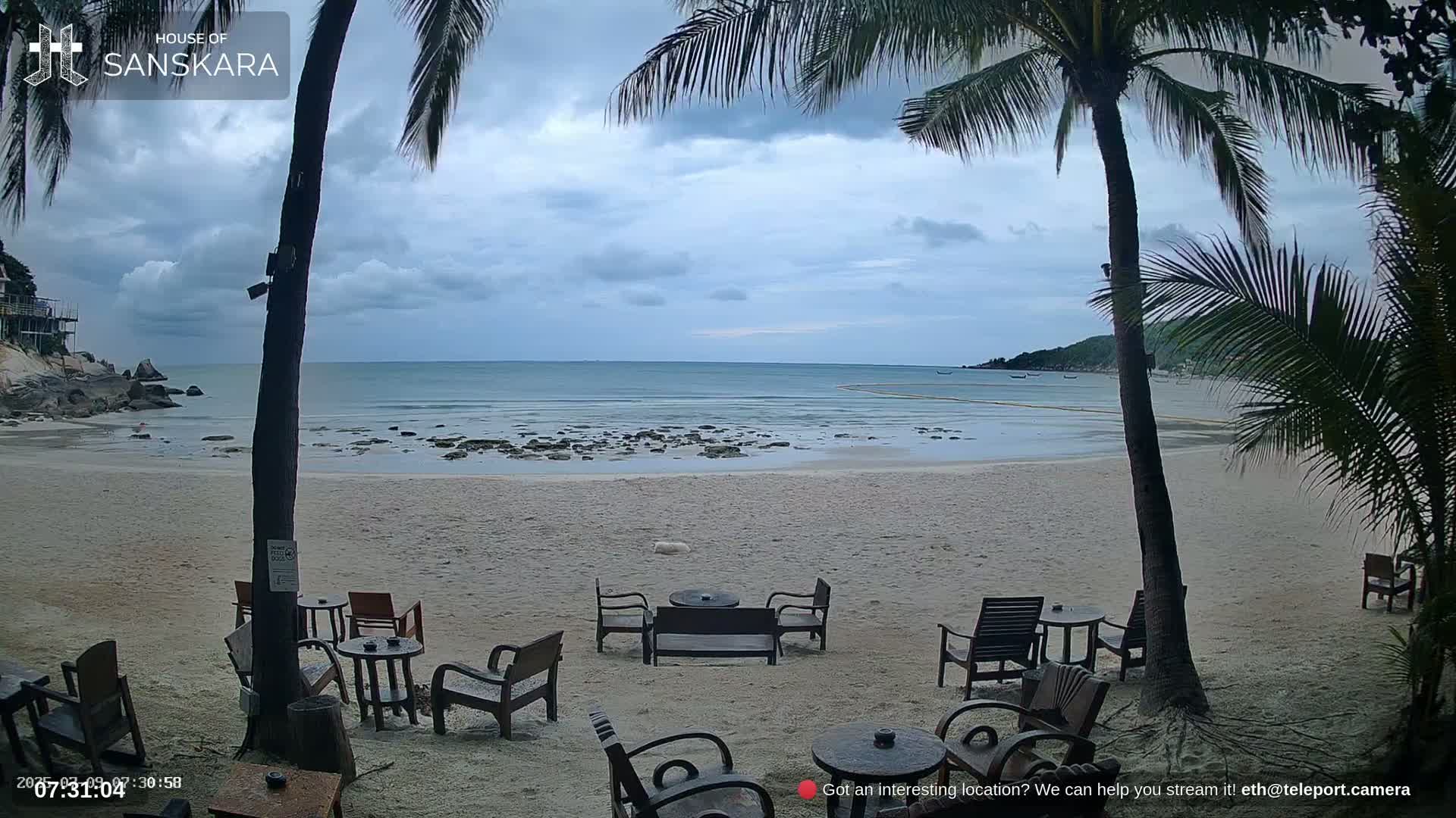 Haad Rin Beach from House of Sanskara Live Cam · Koh Pha Ngan, Surat Thani, Thailand 