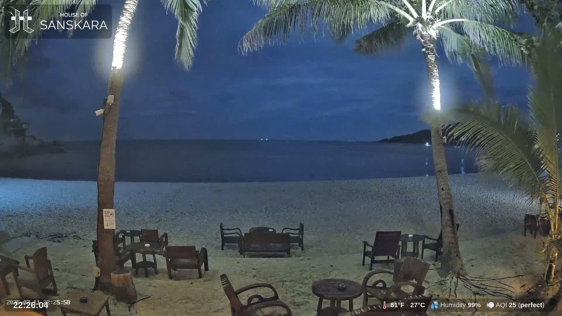 Haad Rin Beach from House of Sanskara Live Cam · Koh Pha Ngan, Surat Thani, Thailand 