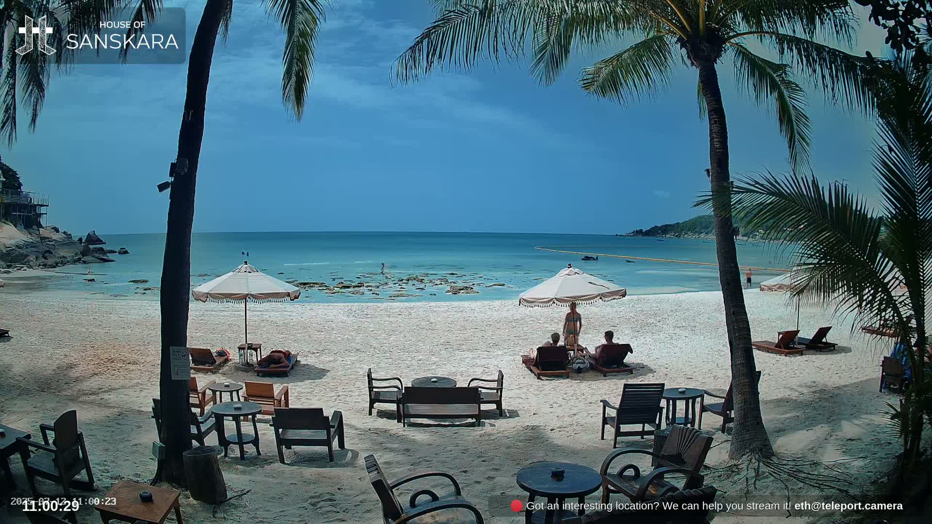 Haad Rin Beach from House of Sanskara Live Cam · Koh Pha Ngan, Surat Thani, Thailand 