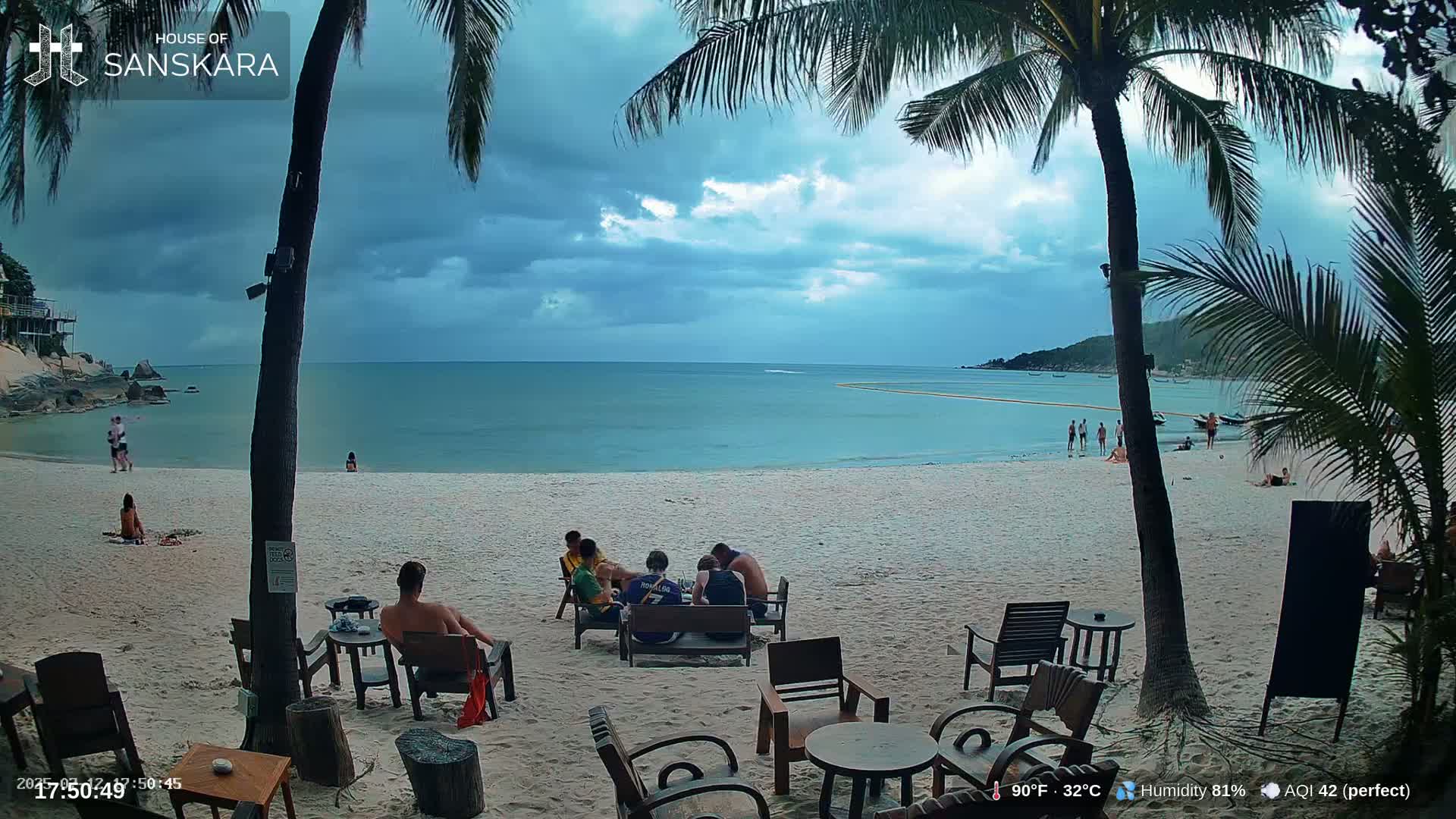 Haad Rin Beach from House of Sanskara Live Cam · Koh Pha Ngan, Surat Thani, Thailand 