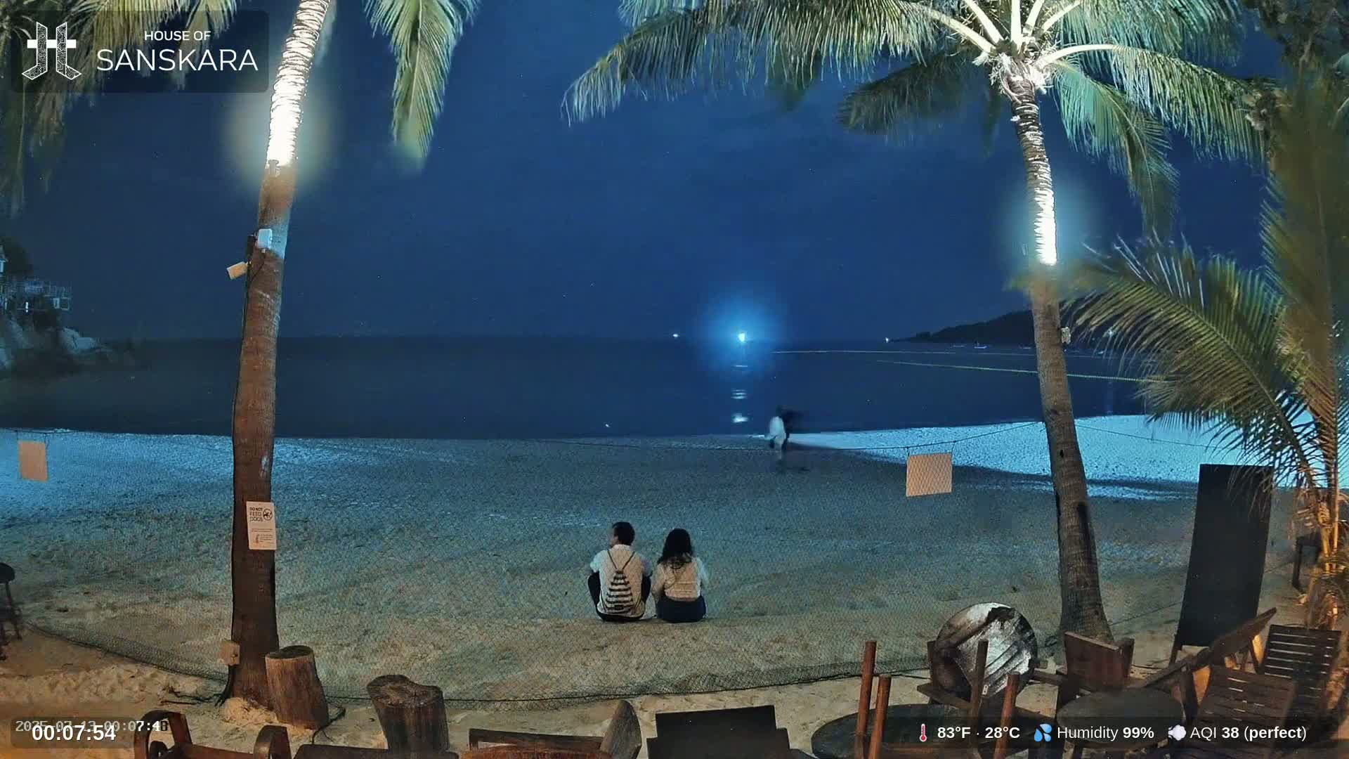 Haad Rin Beach from House of Sanskara Live Cam · Koh Pha Ngan, Surat Thani, Thailand 