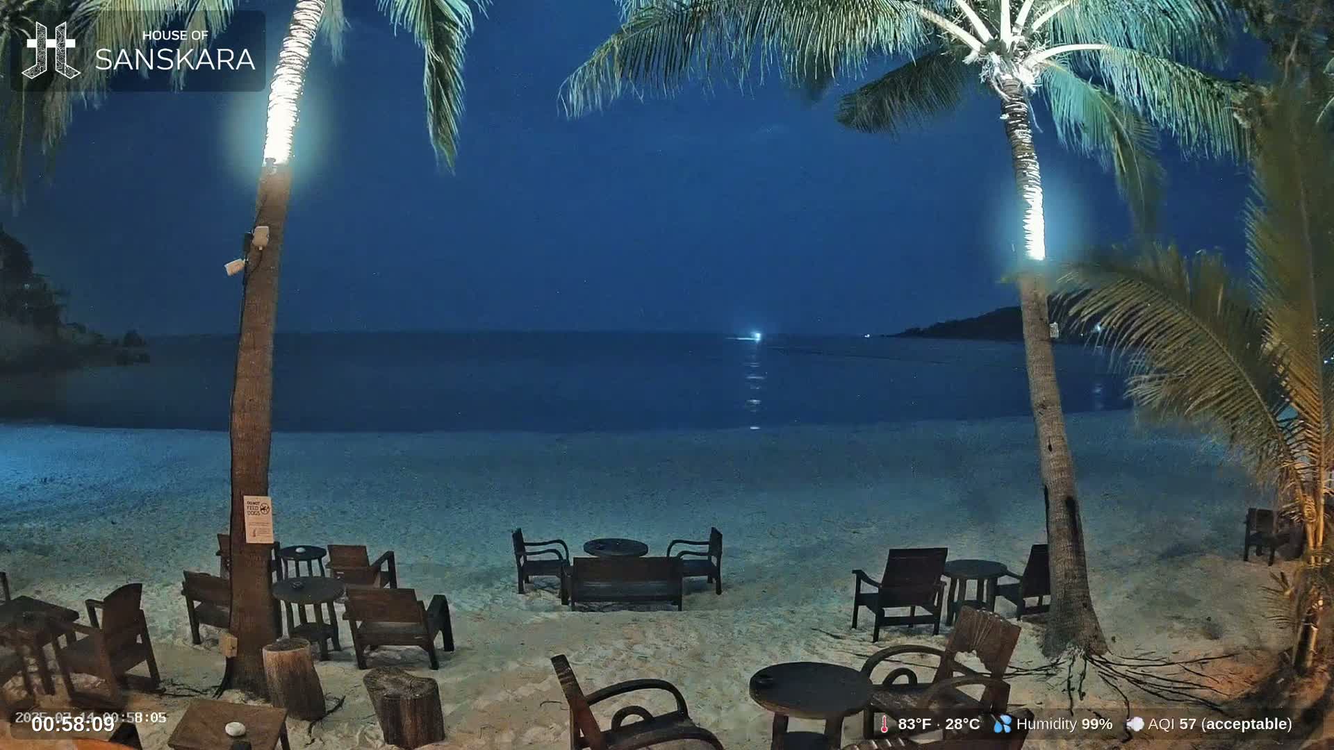 Haad Rin Beach from House of Sanskara Live Cam · Koh Pha Ngan, Surat Thani, Thailand 