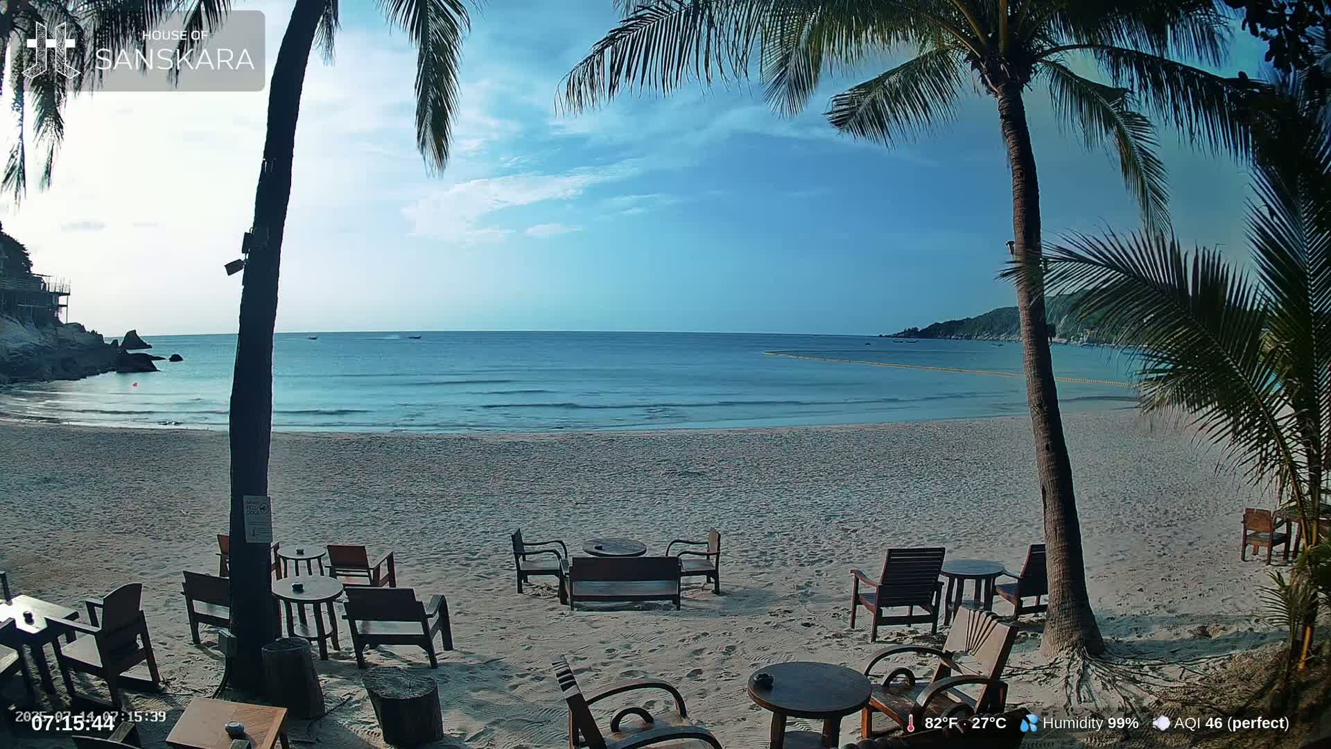 Haad Rin Beach from House of Sanskara Live Cam · Koh Pha Ngan, Surat Thani, Thailand 