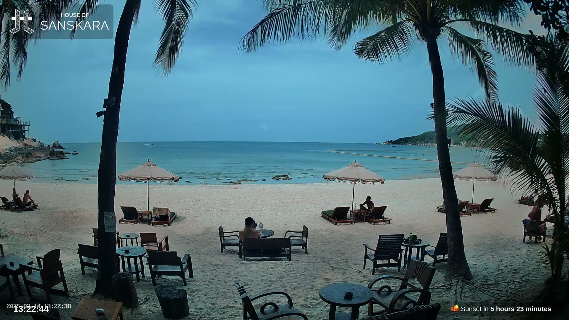Haad Rin Beach from House of Sanskara Live Cam · Koh Pha Ngan, Surat Thani, Thailand 