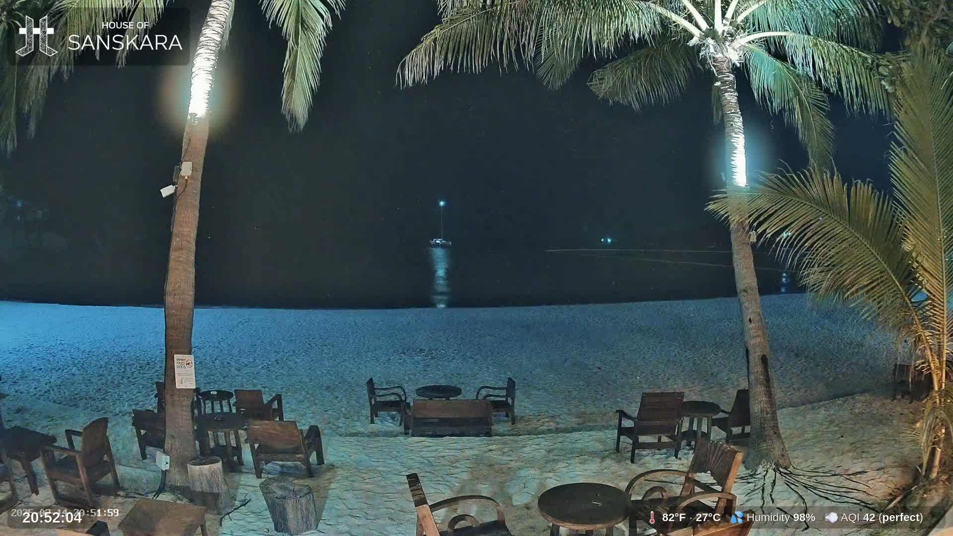 Haad Rin Beach from House of Sanskara Live Cam · Koh Pha Ngan, Surat Thani, Thailand 