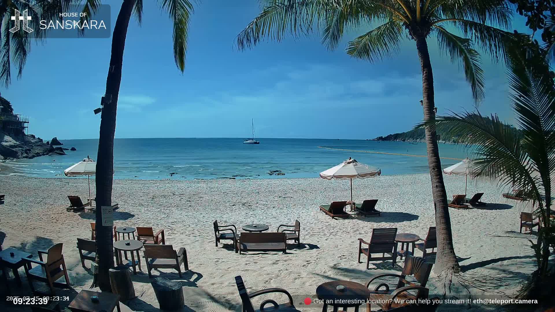 Haad Rin Beach from House of Sanskara Live Cam · Koh Pha Ngan, Surat Thani, Thailand 