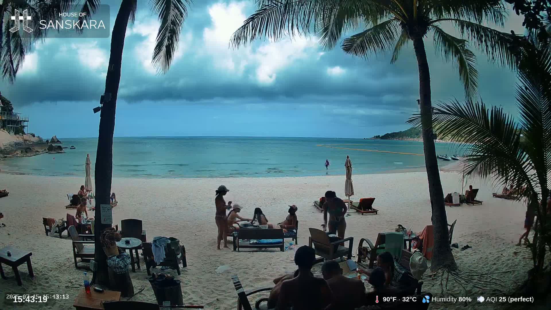 Haad Rin Beach from House of Sanskara Live Cam · Koh Pha Ngan, Surat Thani, Thailand 