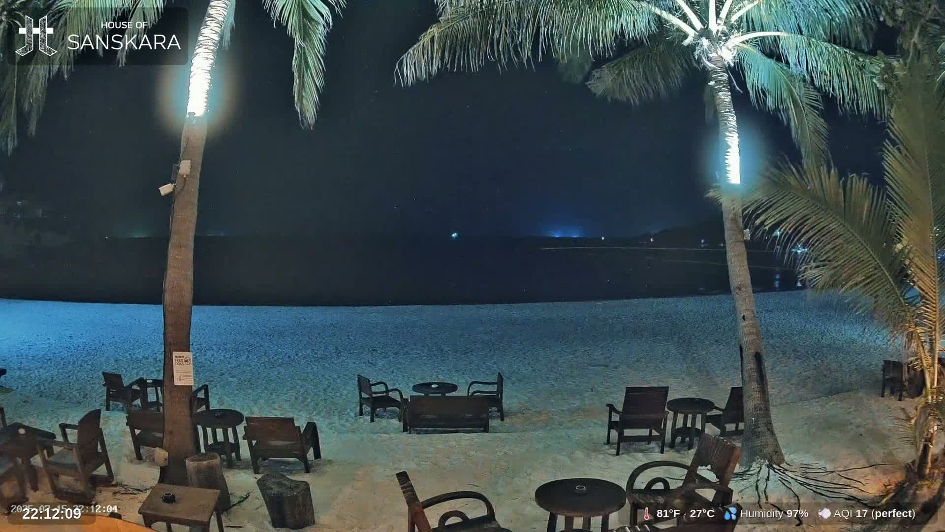 Haad Rin Beach from House of Sanskara Live Cam · Koh Pha Ngan, Surat Thani, Thailand 