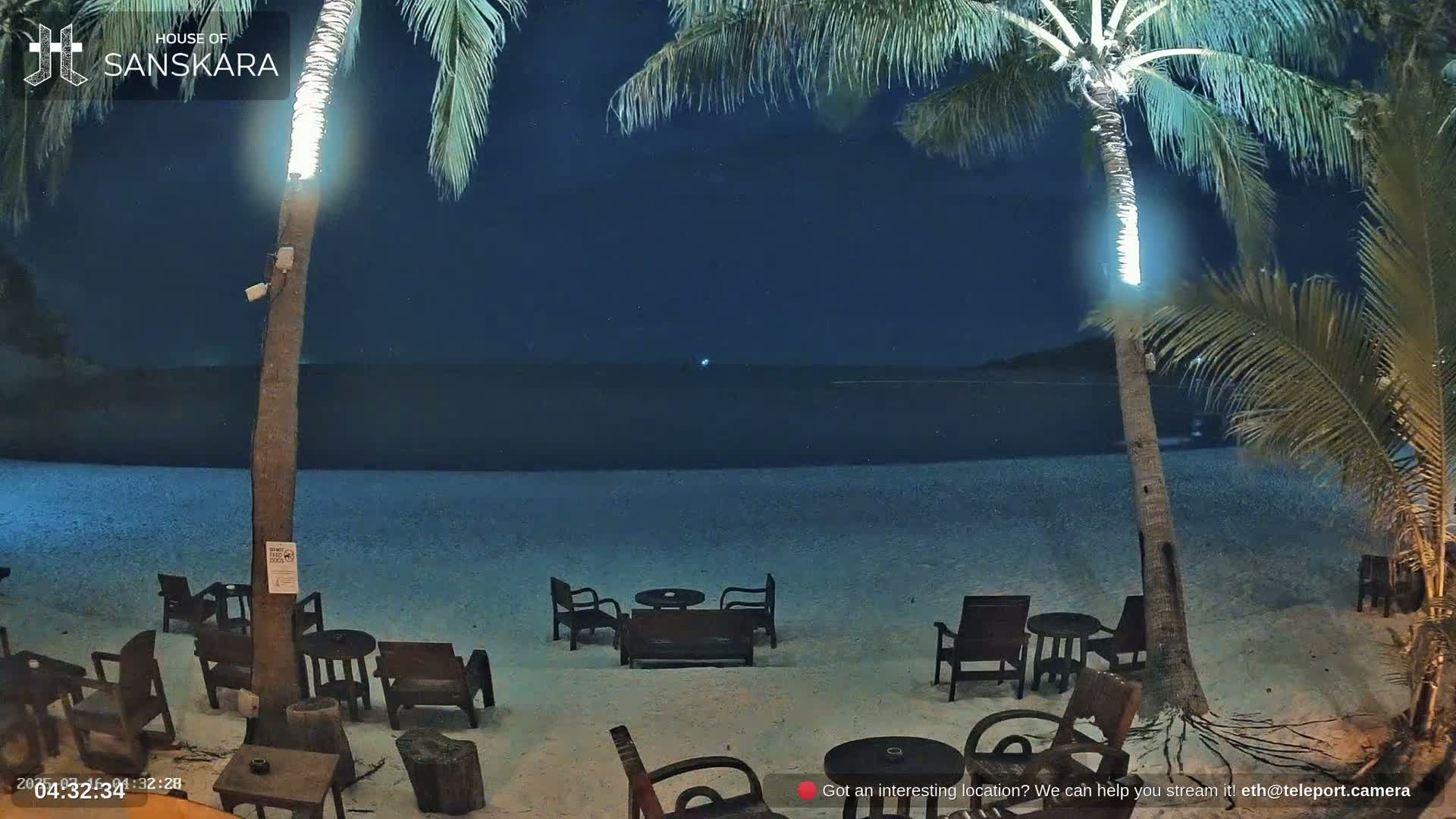 Haad Rin Beach from House of Sanskara Live Cam · Koh Pha Ngan, Surat Thani, Thailand 