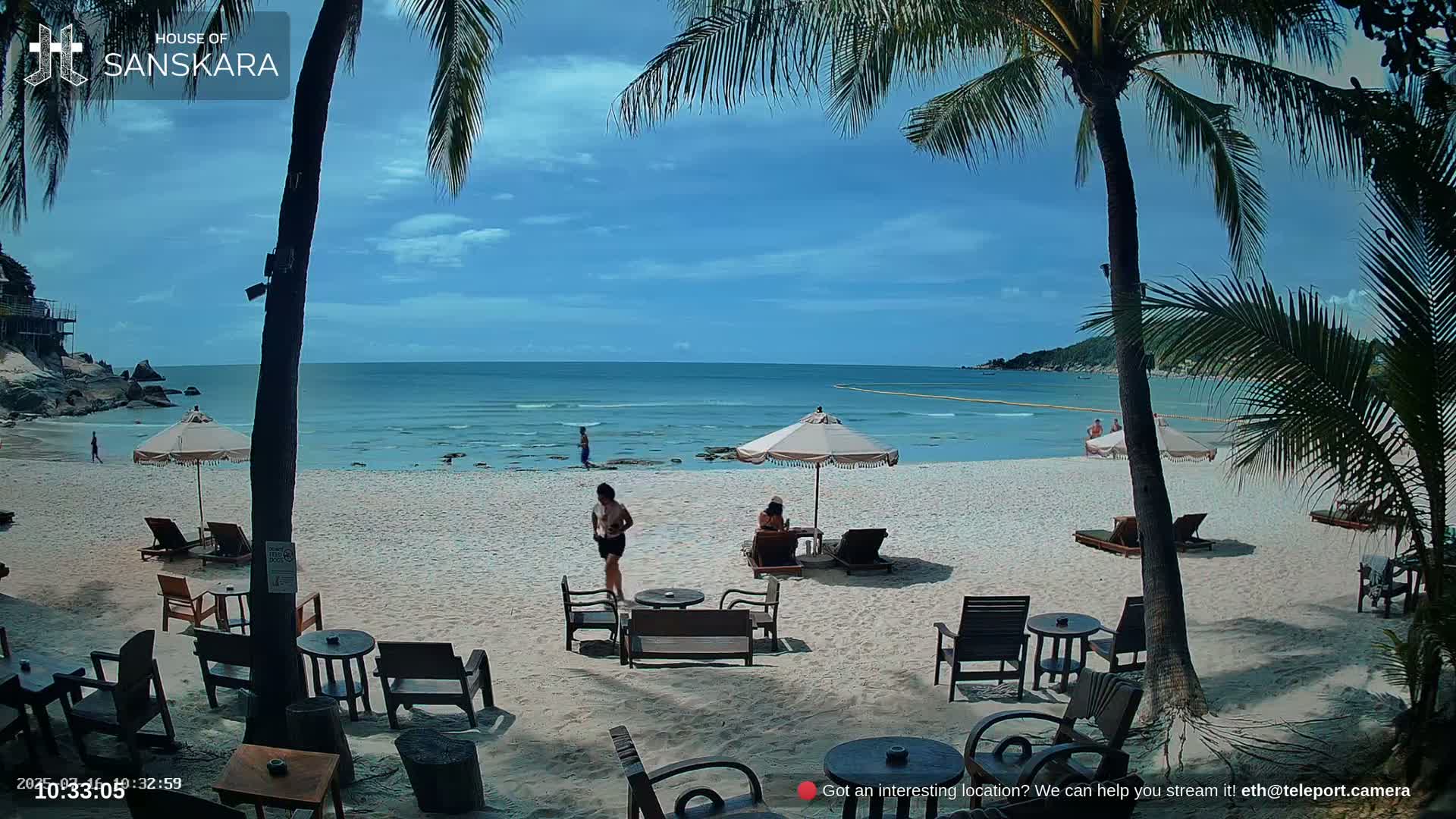Haad Rin Beach from House of Sanskara Live Cam · Koh Pha Ngan, Surat Thani, Thailand 