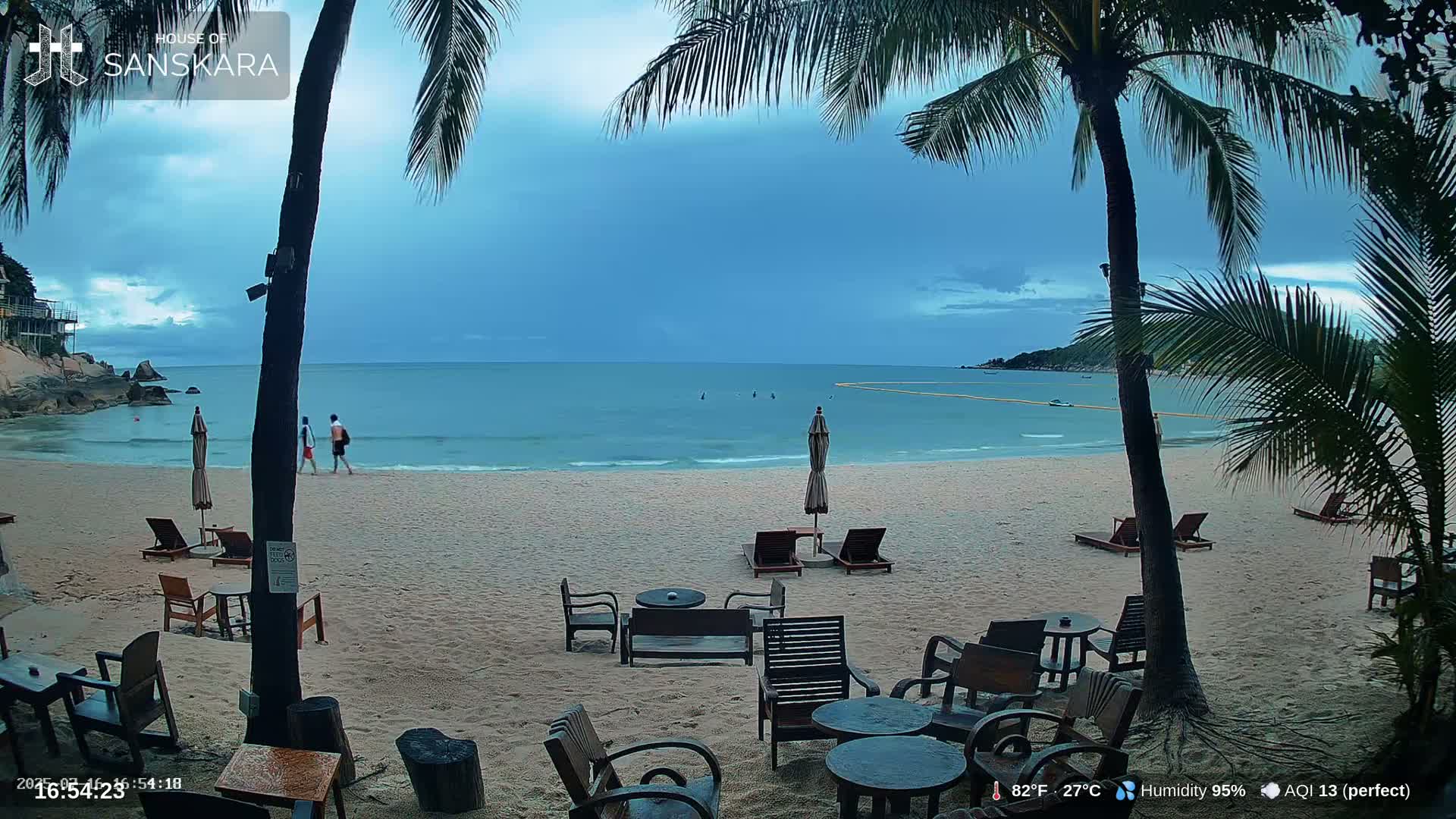 Haad Rin Beach from House of Sanskara Live Cam · Koh Pha Ngan, Surat Thani, Thailand 
